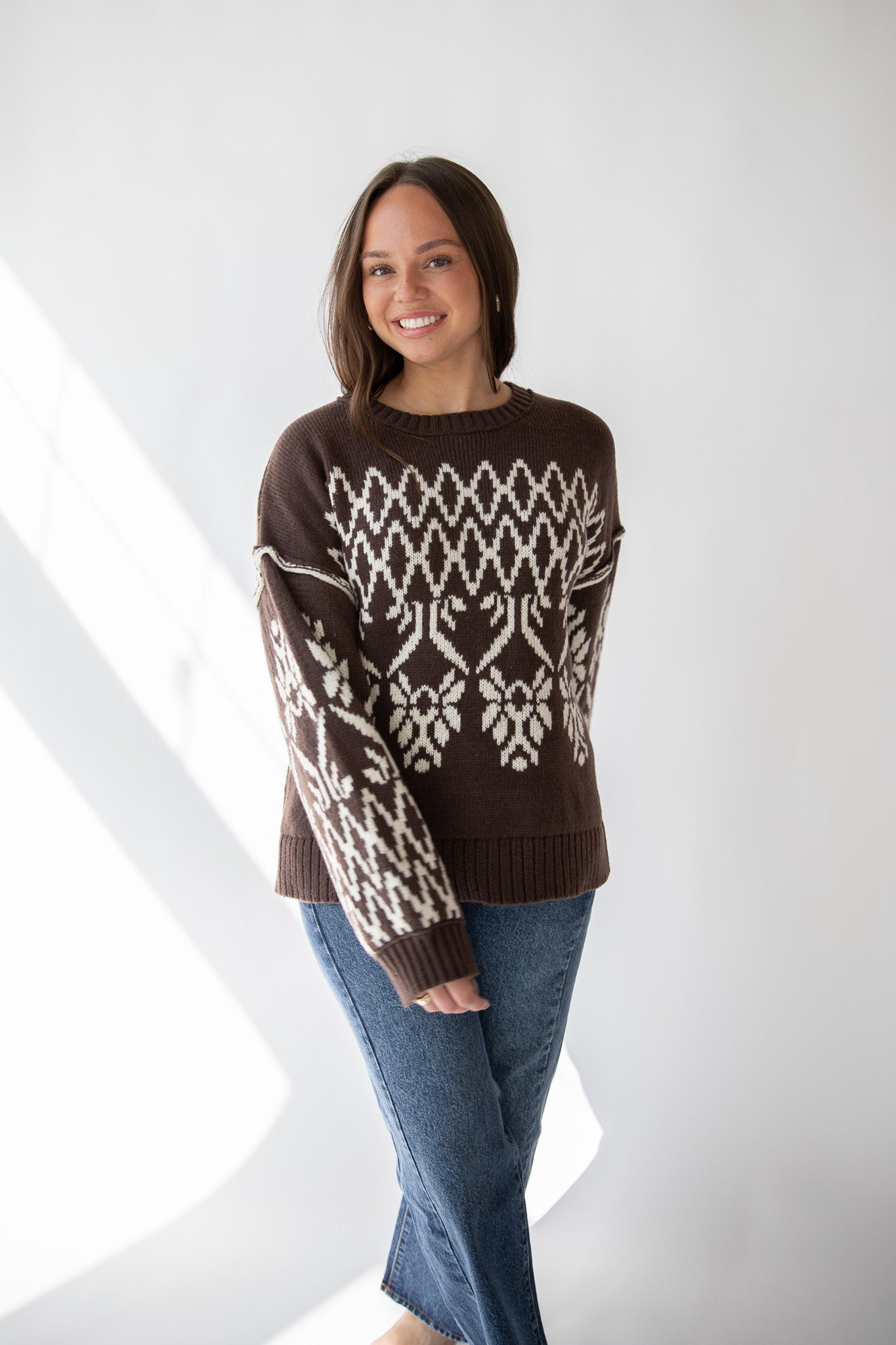 CHOCOLATE FAIRISLE SWEATER