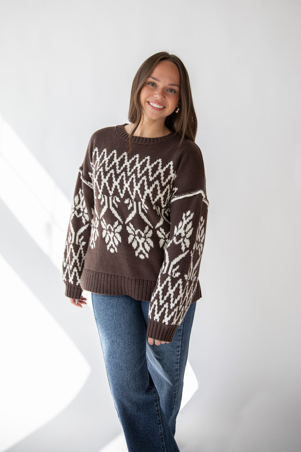 CHOCOLATE FAIRISLE SWEATER