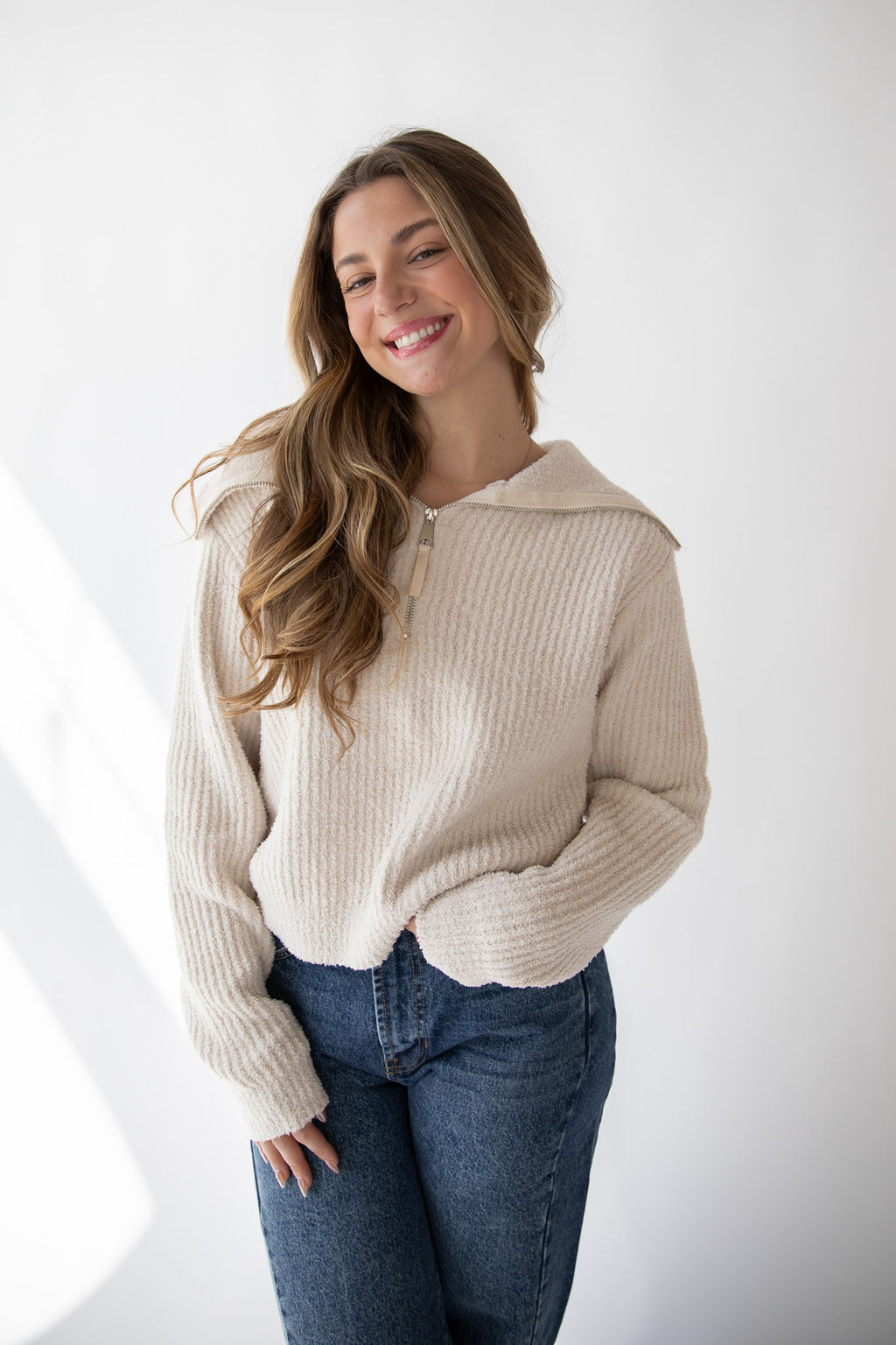 FALL BREEZE HALF ZIP SWEATER
