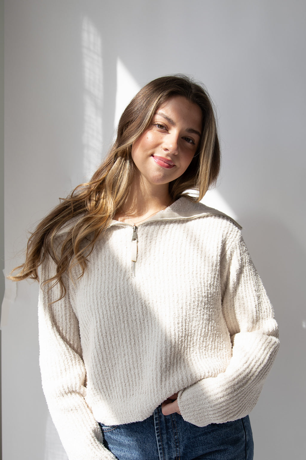 FALL BREEZE HALF ZIP SWEATER