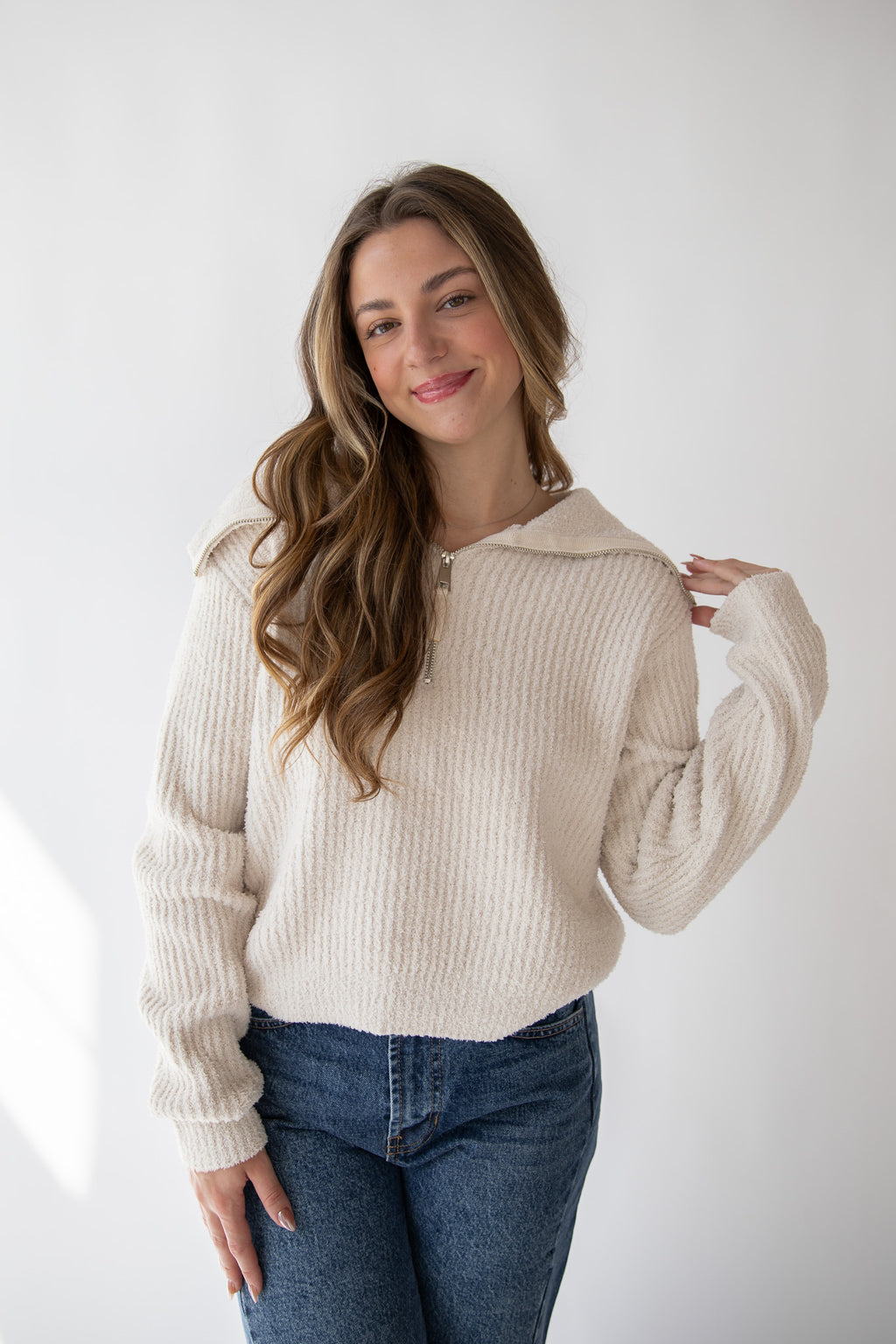 FALL BREEZE HALF ZIP SWEATER