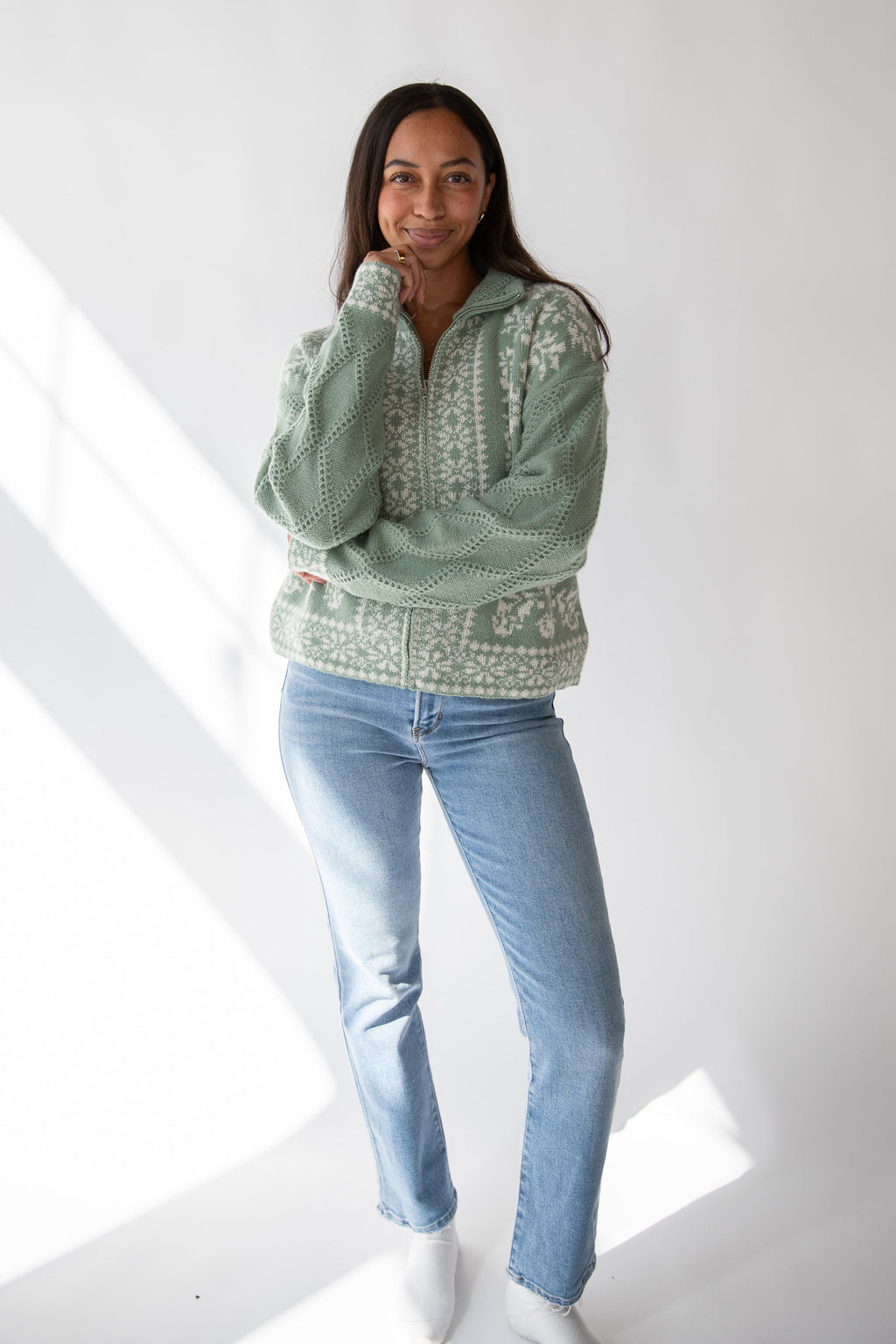 MOSS & MIST ZIP-UP SWEATER