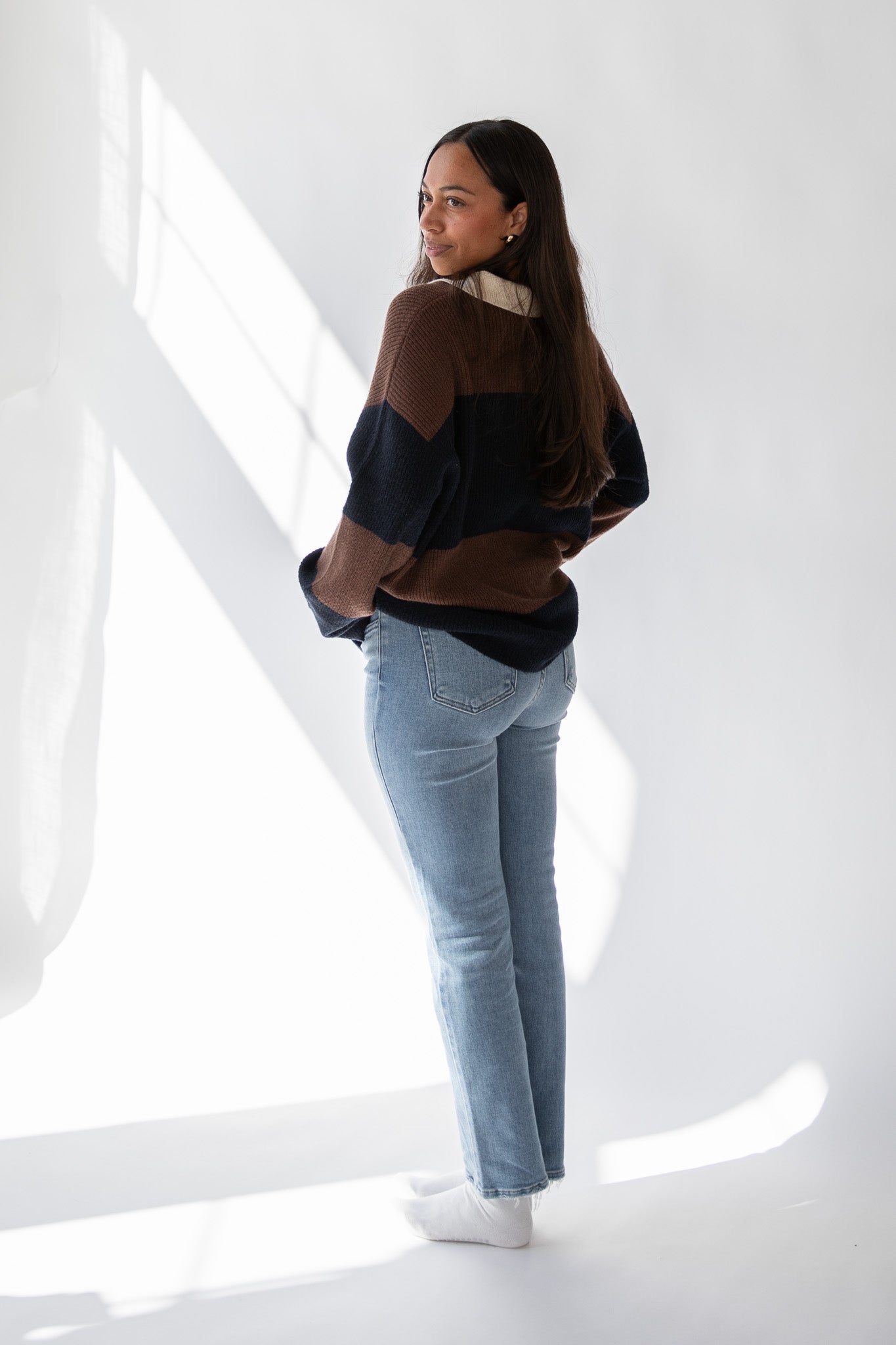 ERIN STRIPE POLO SWEATER