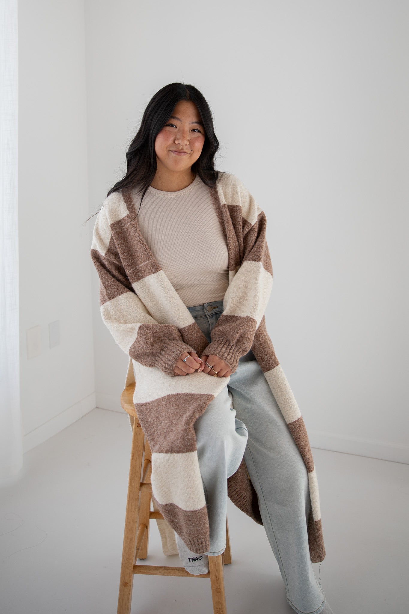 LONG-LINE STRIPE CARDIGAN