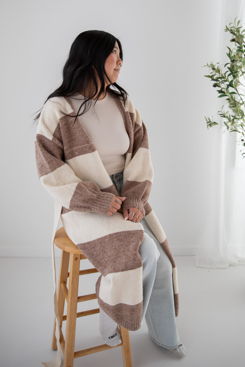 LONG-LINE STRIPE CARDIGAN