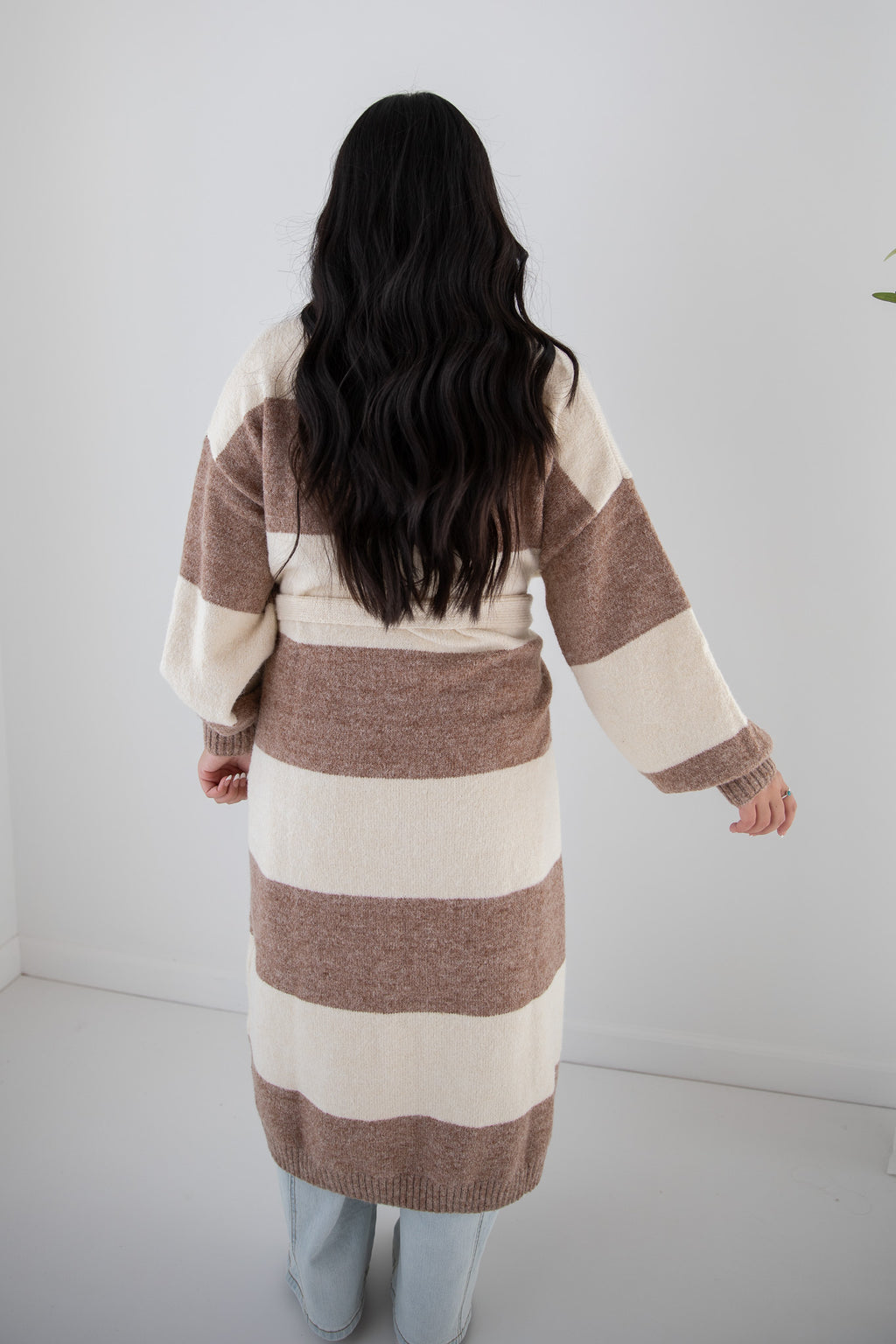 LONG-LINE STRIPE CARDIGAN