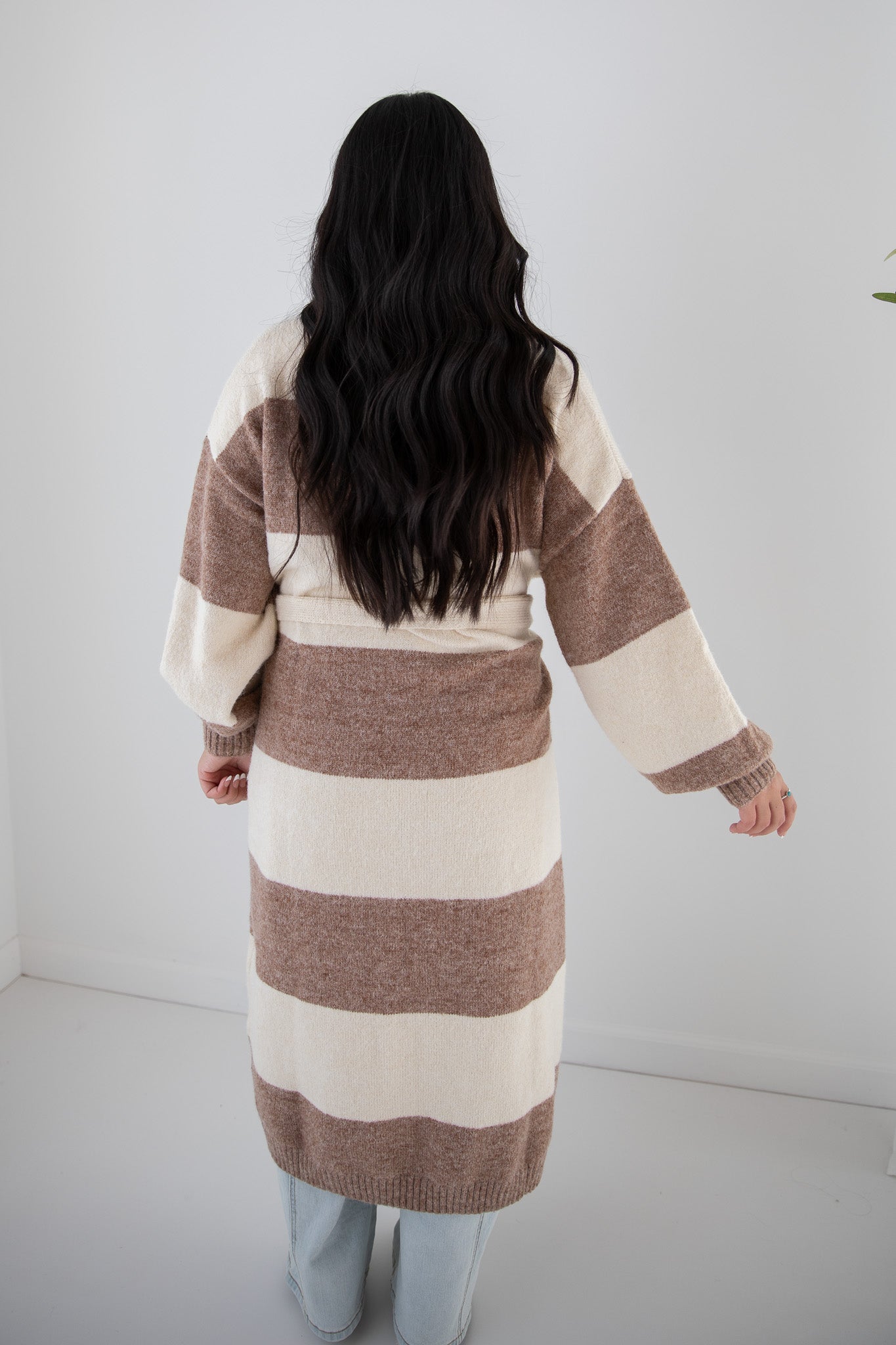 LONG-LINE STRIPE CARDIGAN