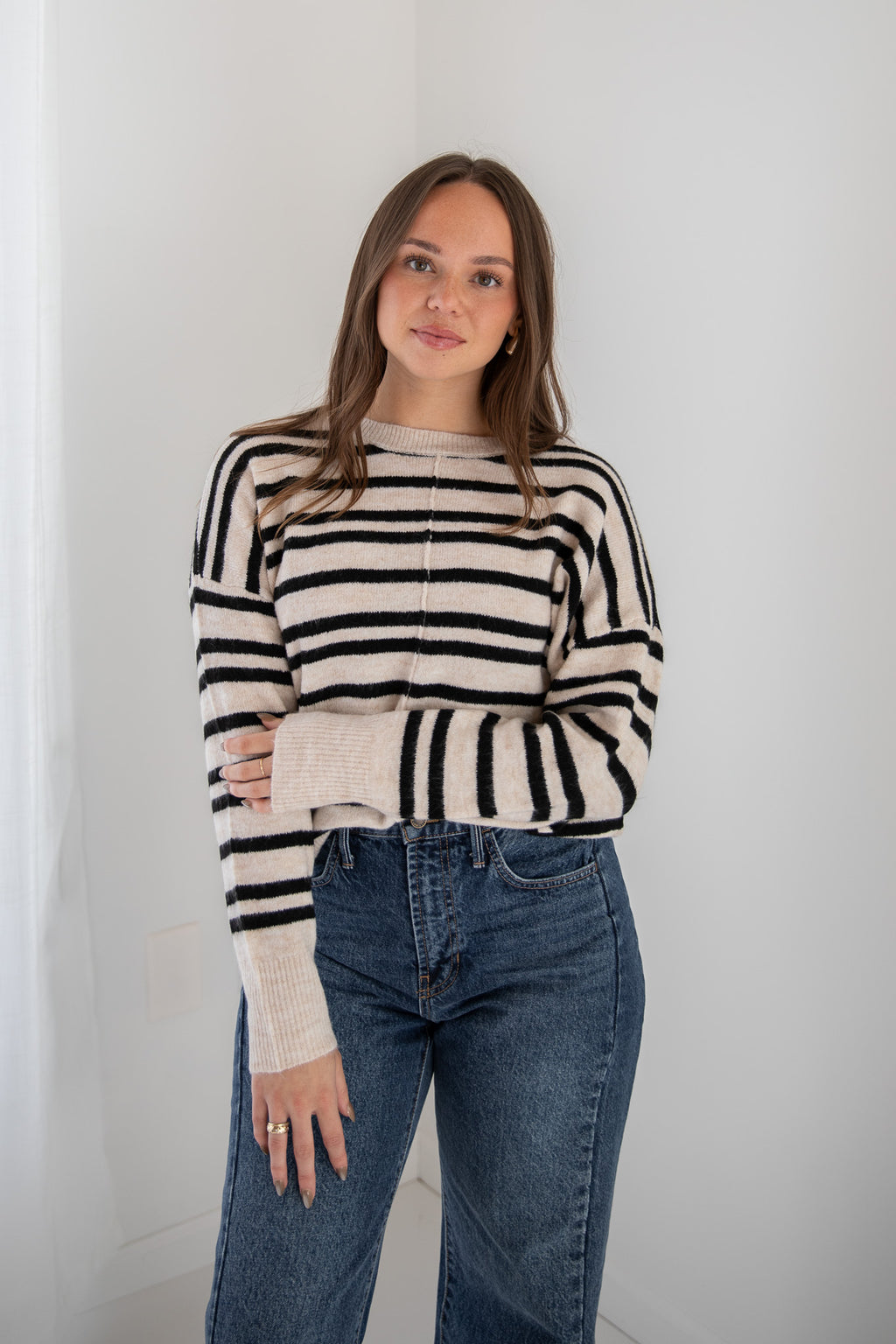 INDY SEAM DETAIL STRIPED SWEATER