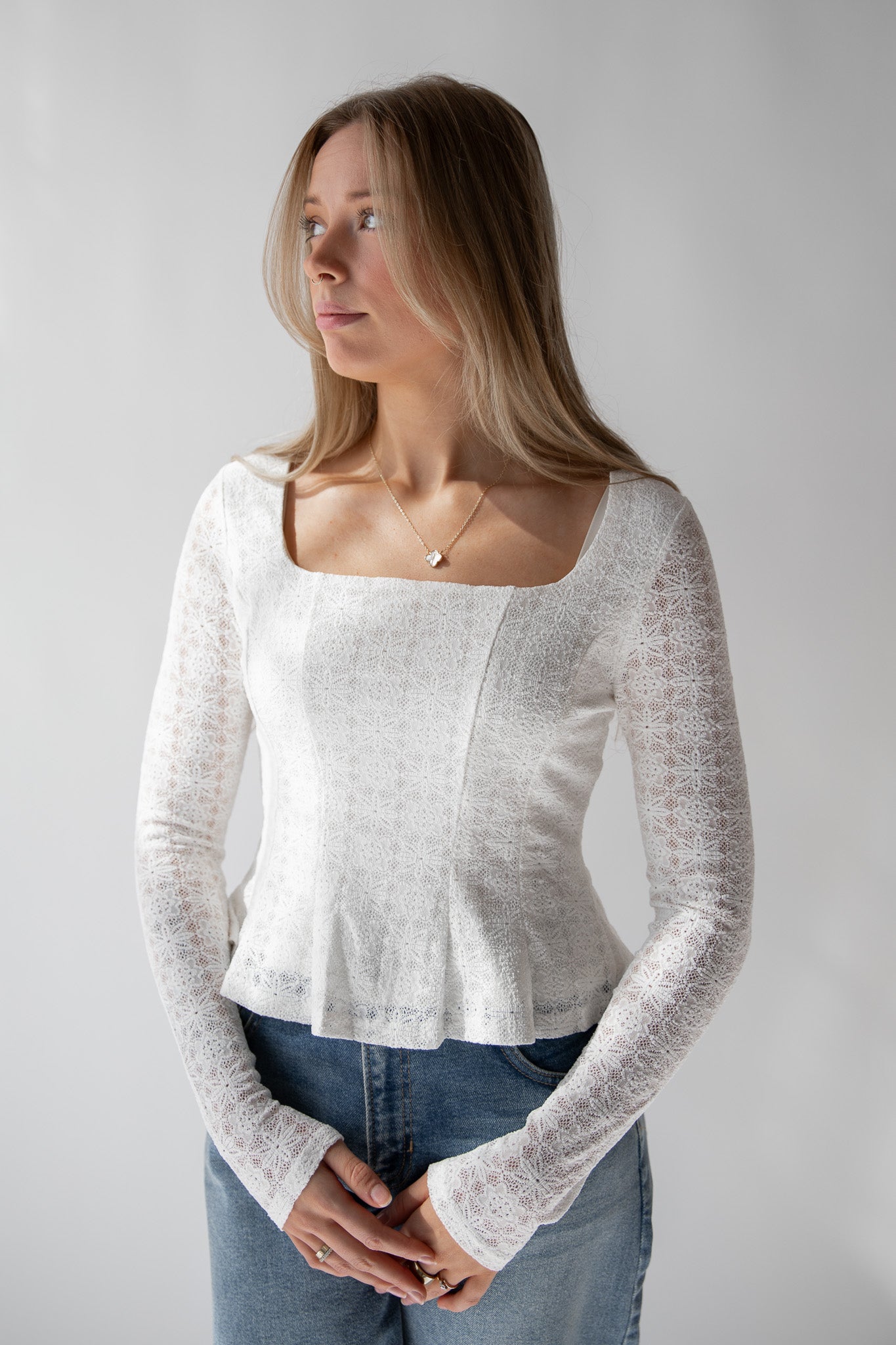 LIZZIE LACE PEPLUM TOP