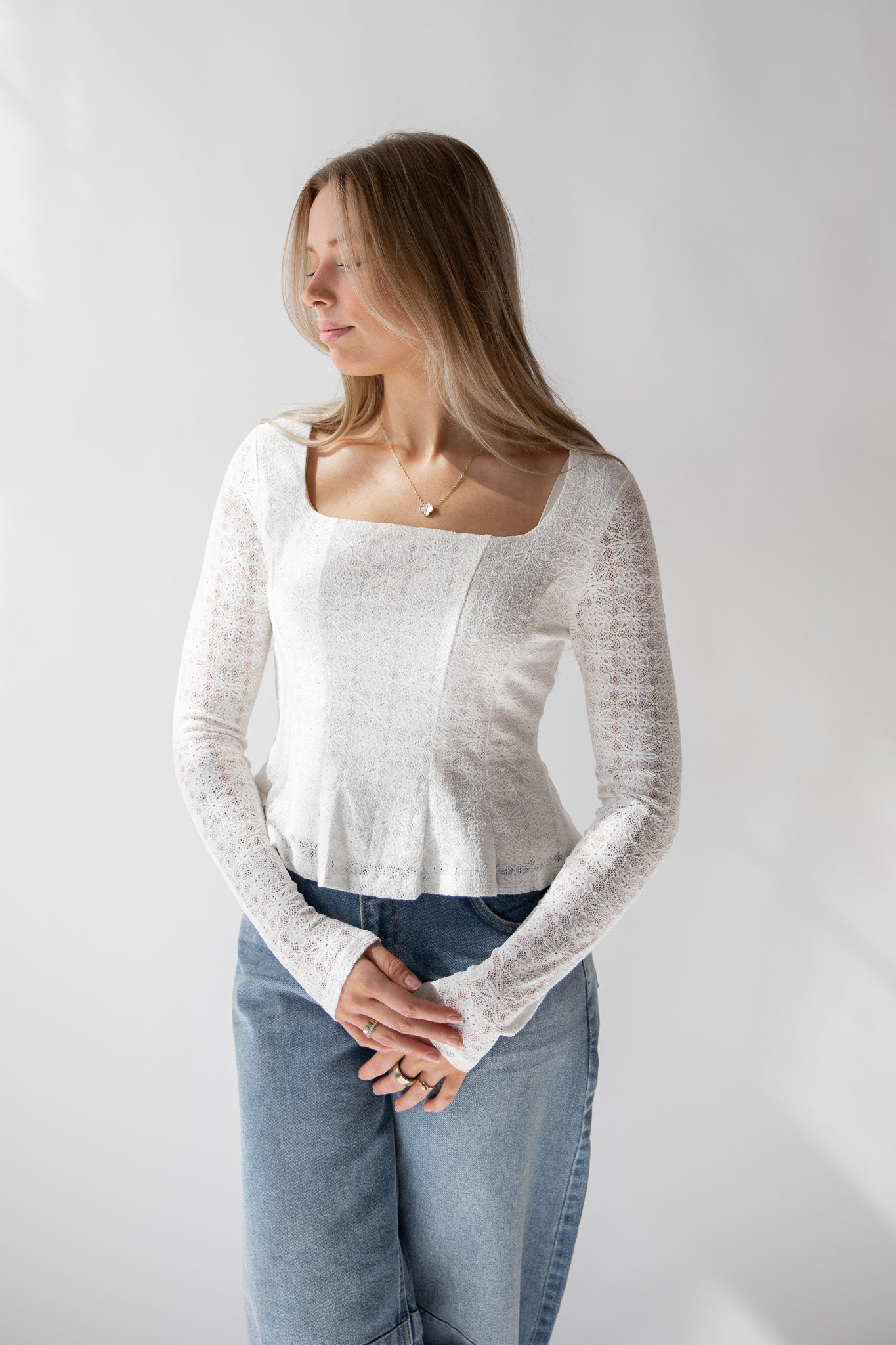 LIZZIE LACE PEPLUM TOP