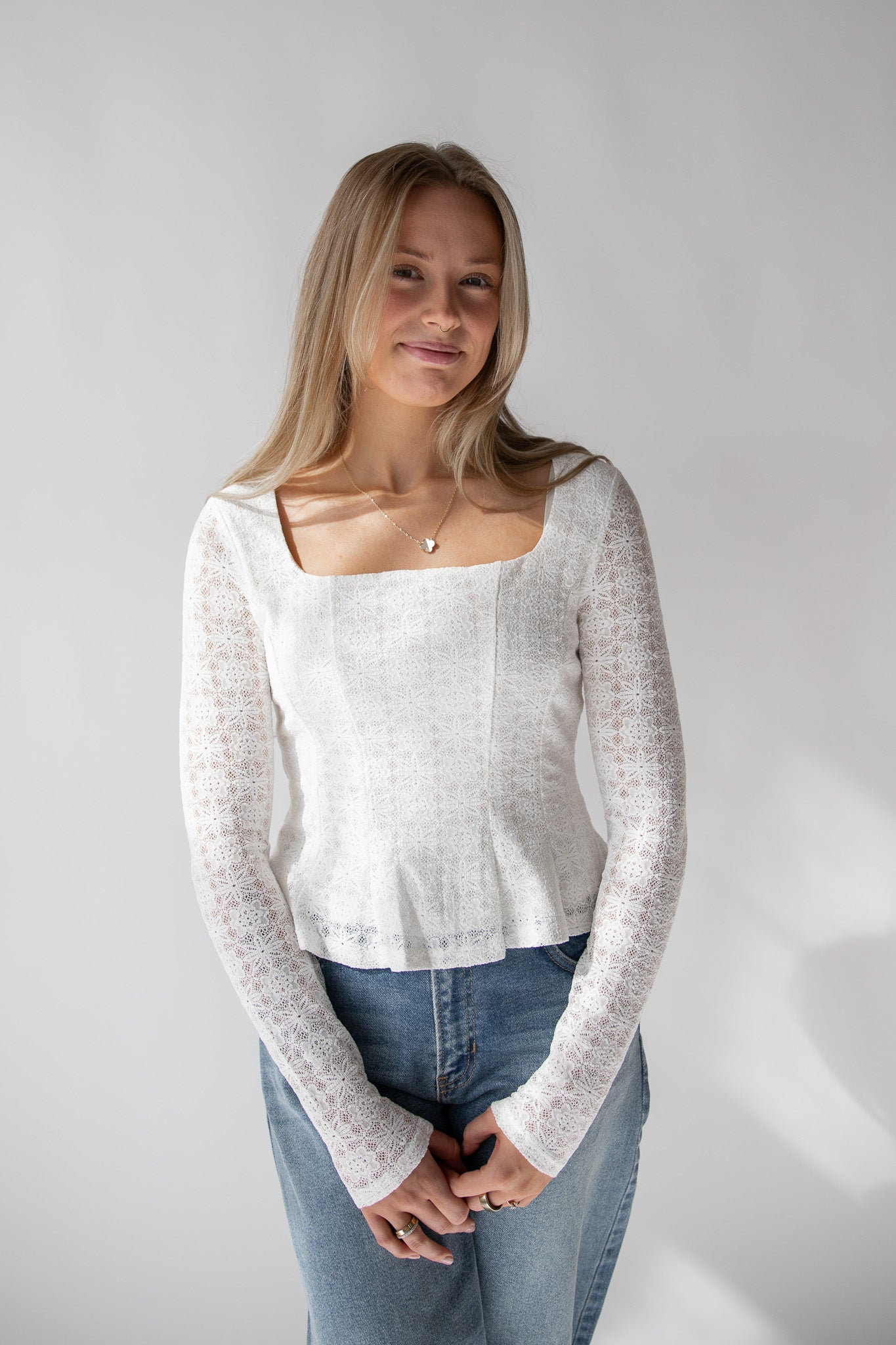 LIZZIE LACE PEPLUM TOP
