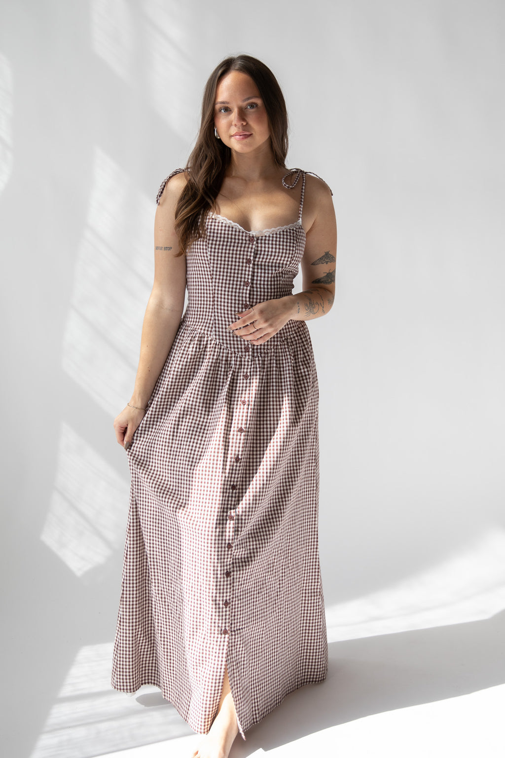 VALERIE GINGHAM DROP WAIST DRESS