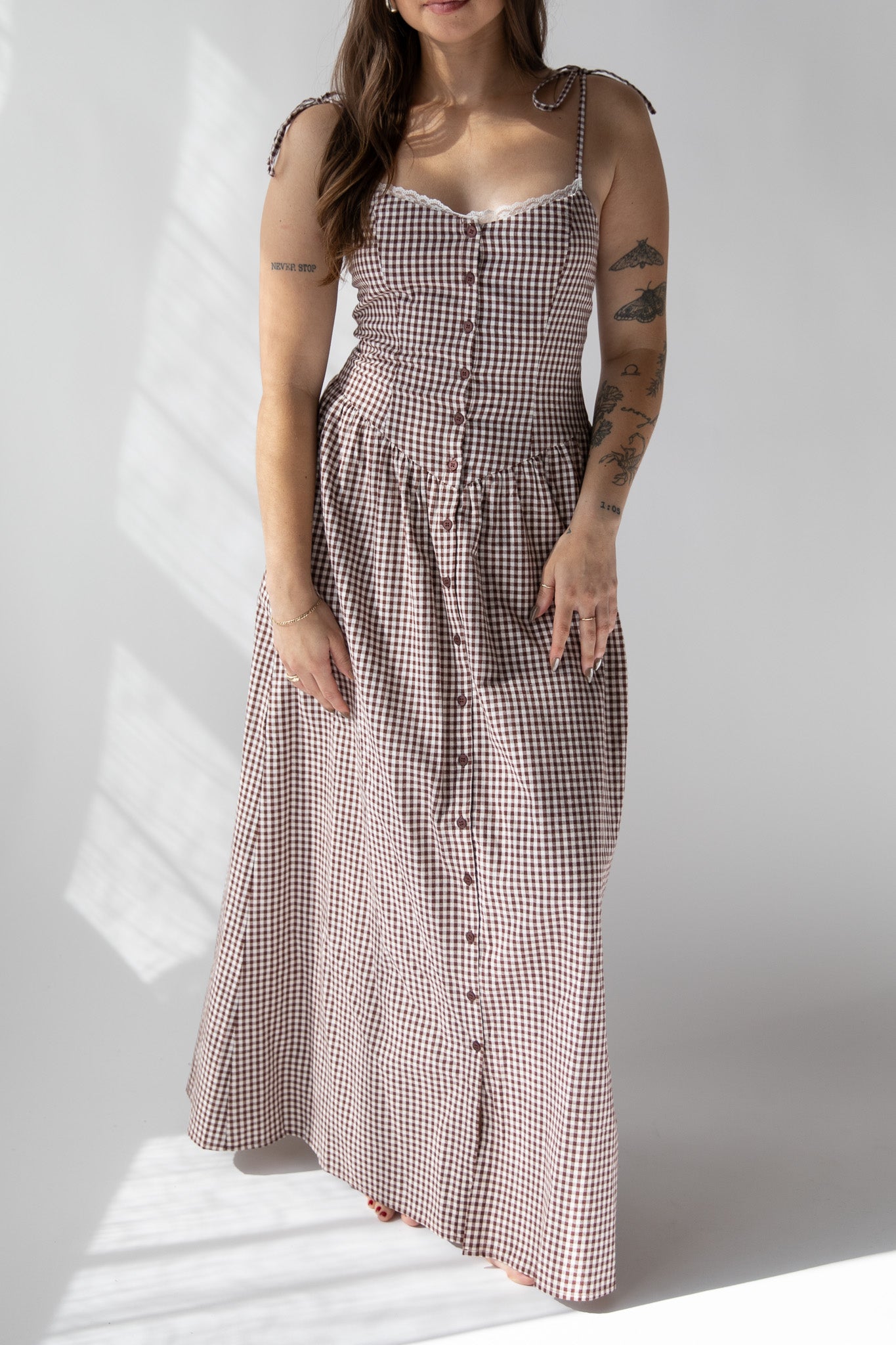 VALERIE GINGHAM DROP WAIST DRESS