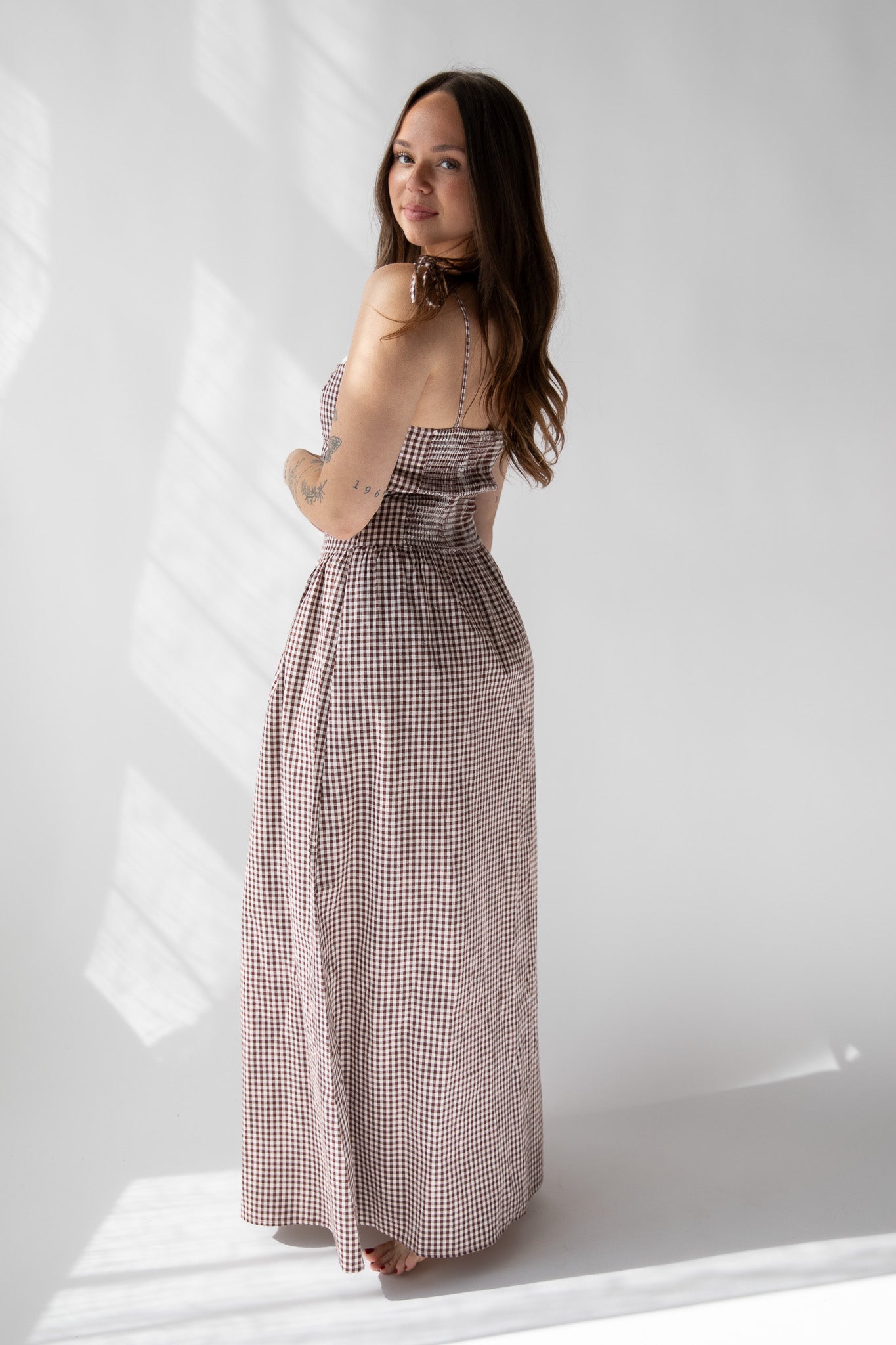 VALERIE GINGHAM DROP WAIST DRESS