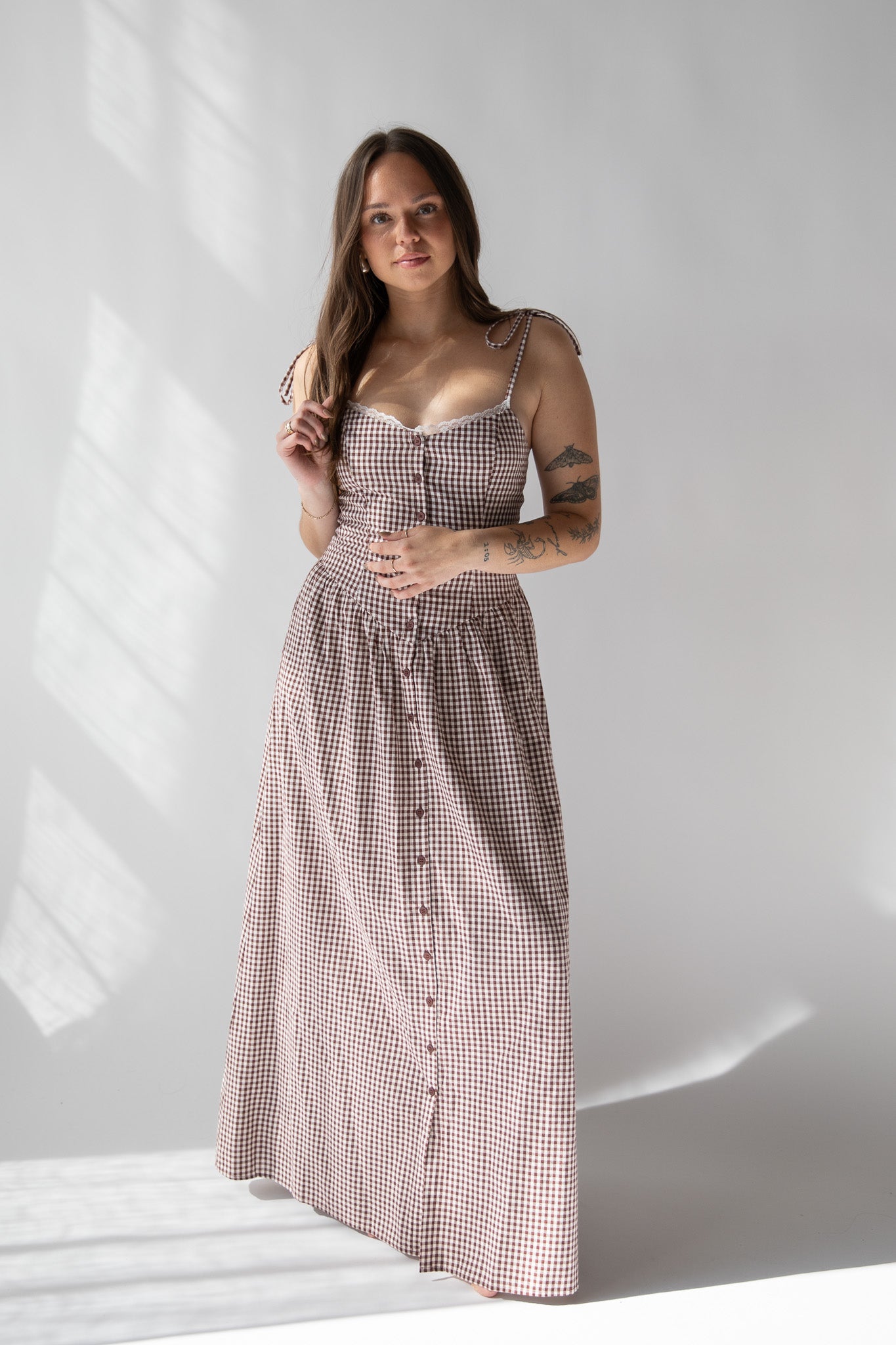 VALERIE GINGHAM DROP WAIST DRESS