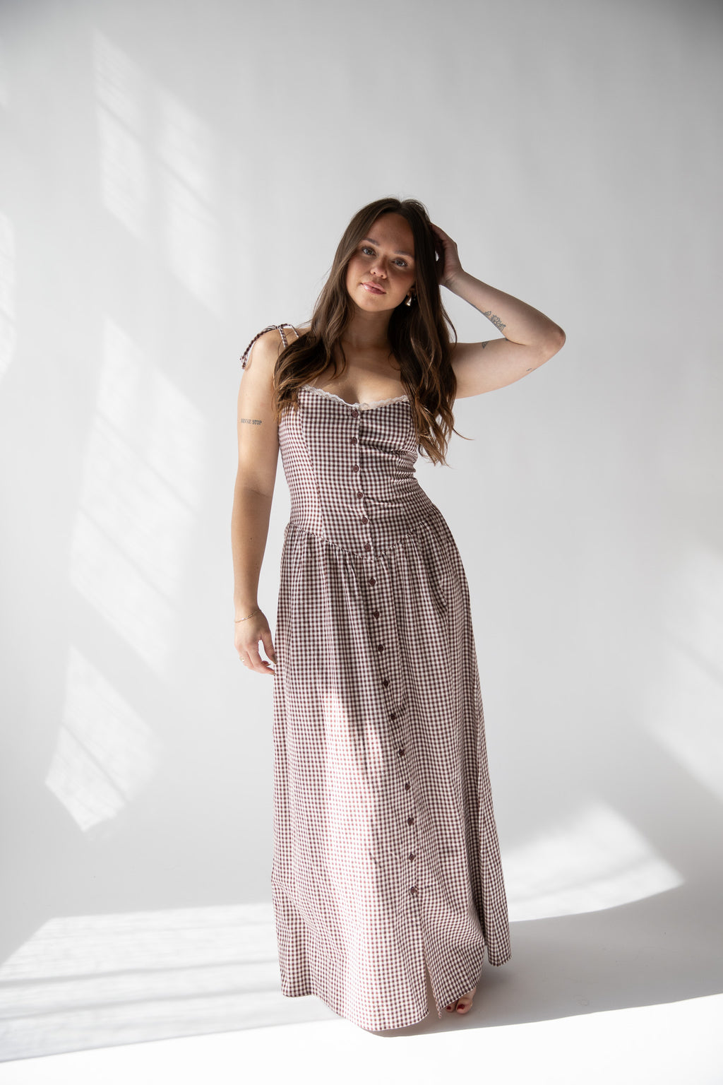 VALERIE GINGHAM DROP WAIST DRESS