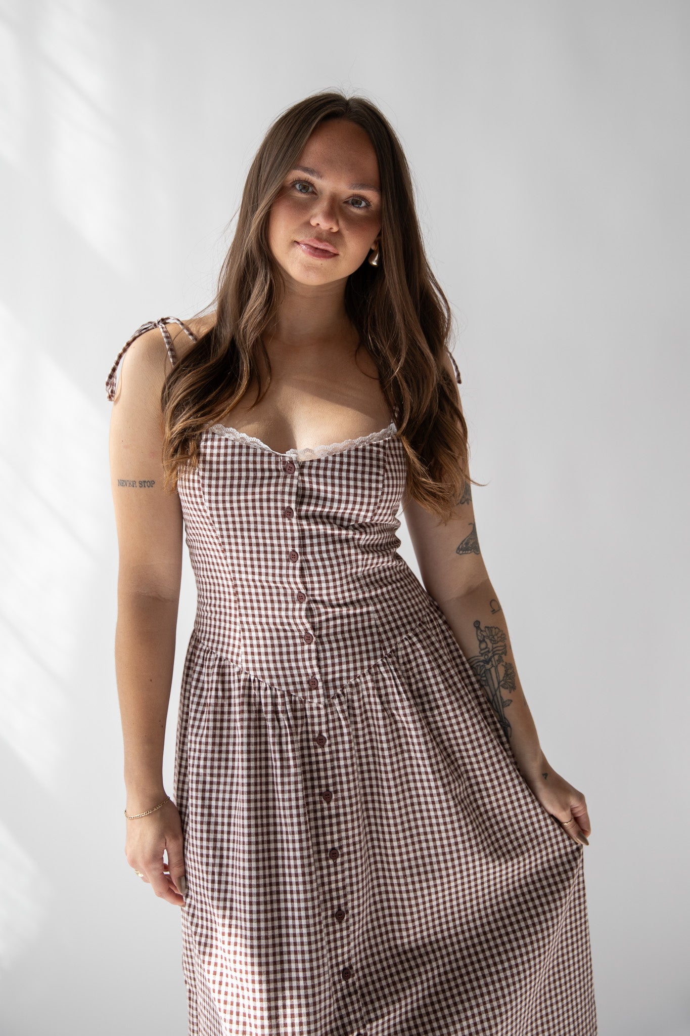 VALERIE GINGHAM DROP WAIST DRESS