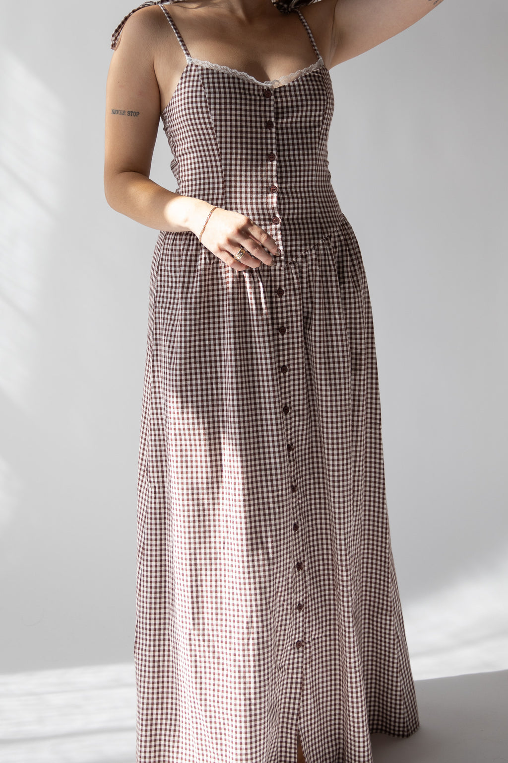 VALERIE GINGHAM DROP WAIST DRESS
