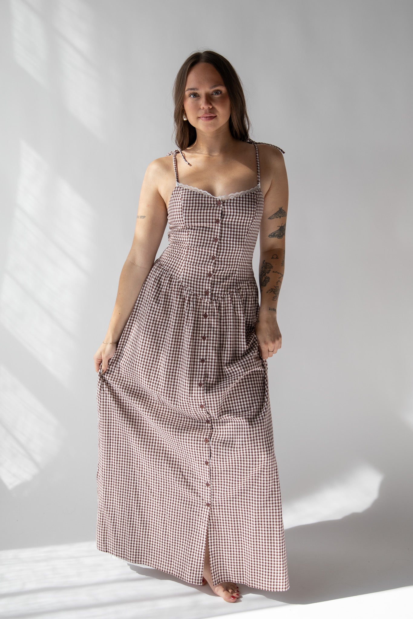 VALERIE GINGHAM DROP WAIST DRESS