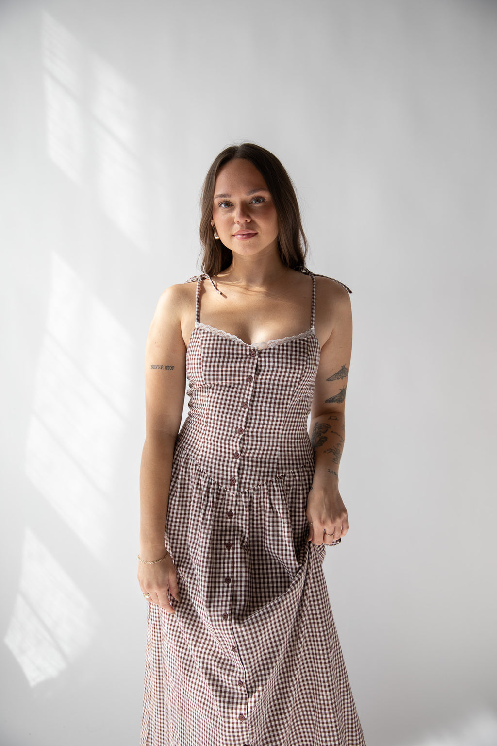 VALERIE GINGHAM DROP WAIST DRESS