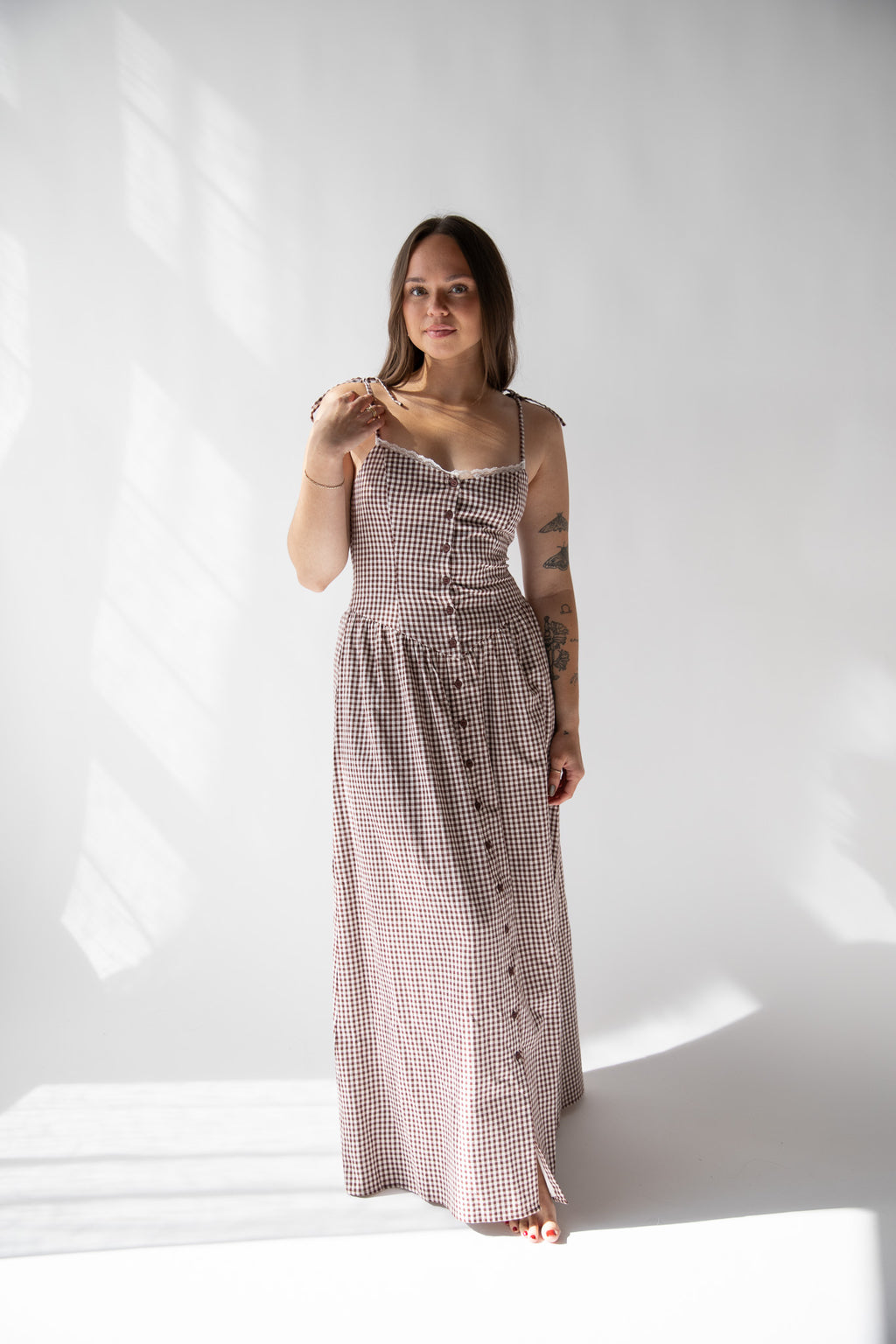 VALERIE GINGHAM DROP WAIST DRESS