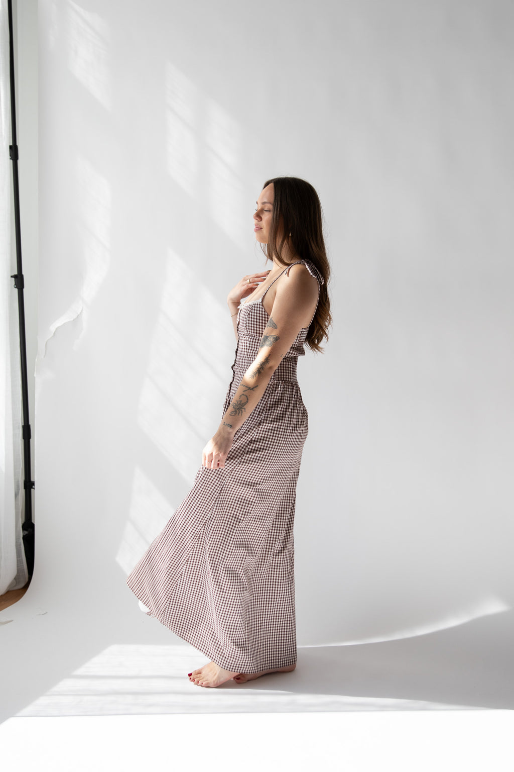 VALERIE GINGHAM DROP WAIST DRESS