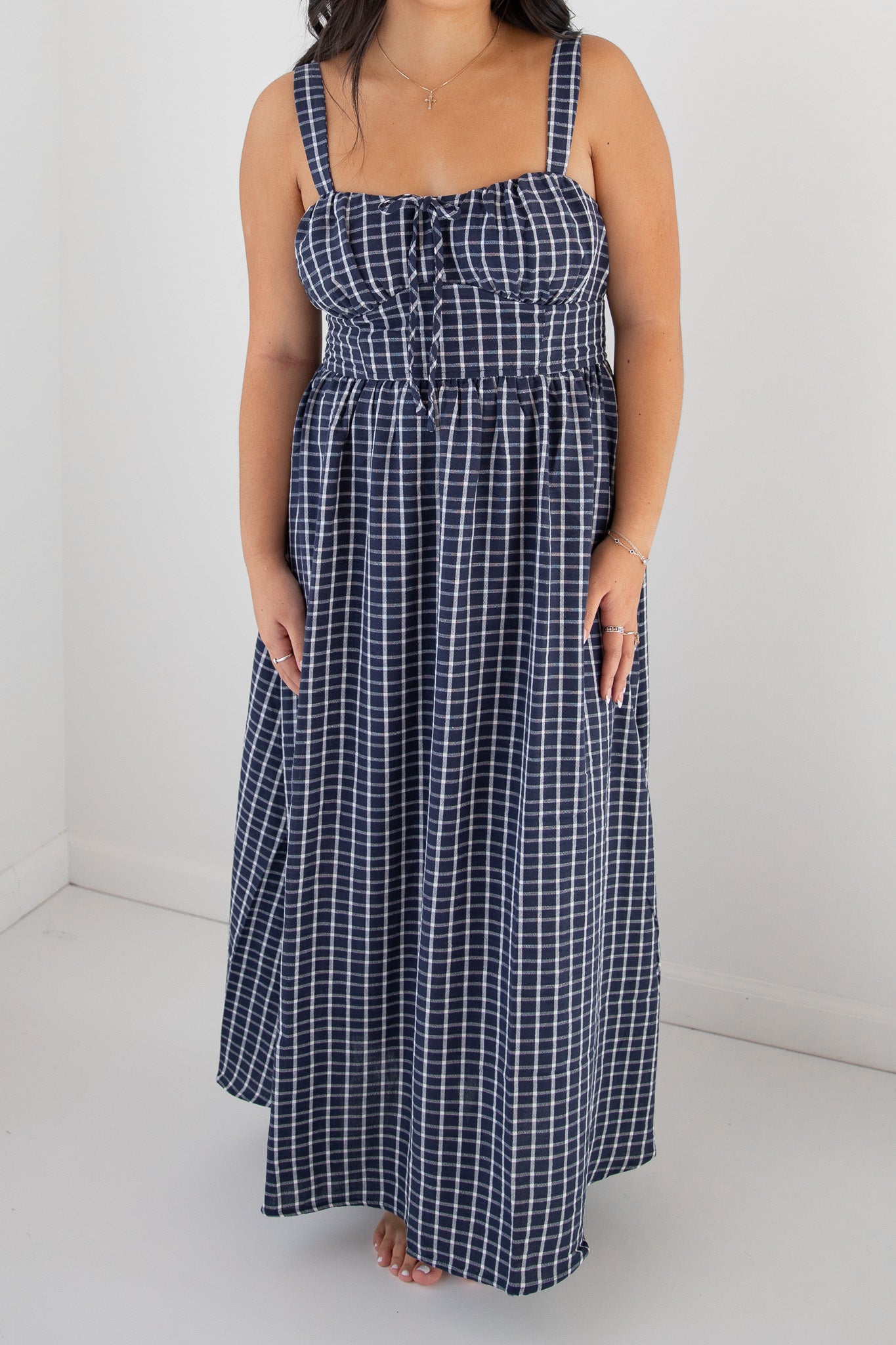 LIZZY PLAID MIDI DRESS