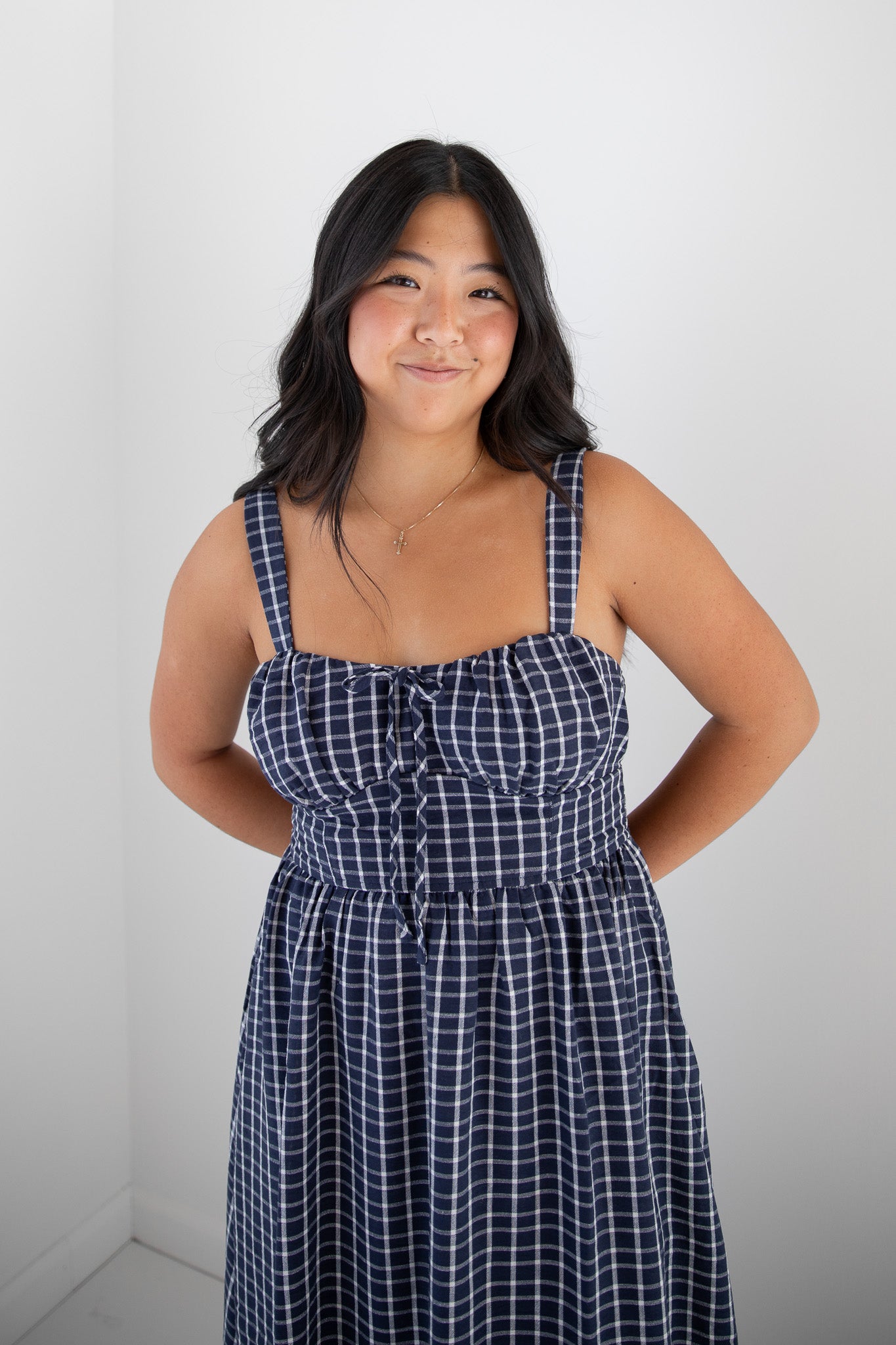 LIZZY PLAID MIDI DRESS