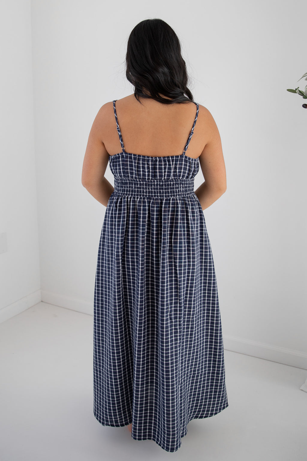 LIZZY PLAID MIDI DRESS