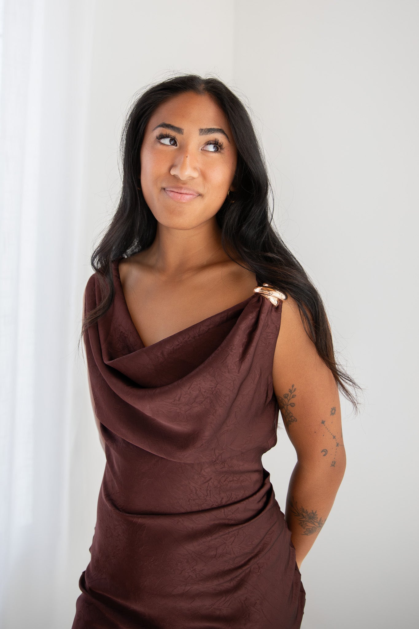 DELANEY COWL NECK MIDI DRESS