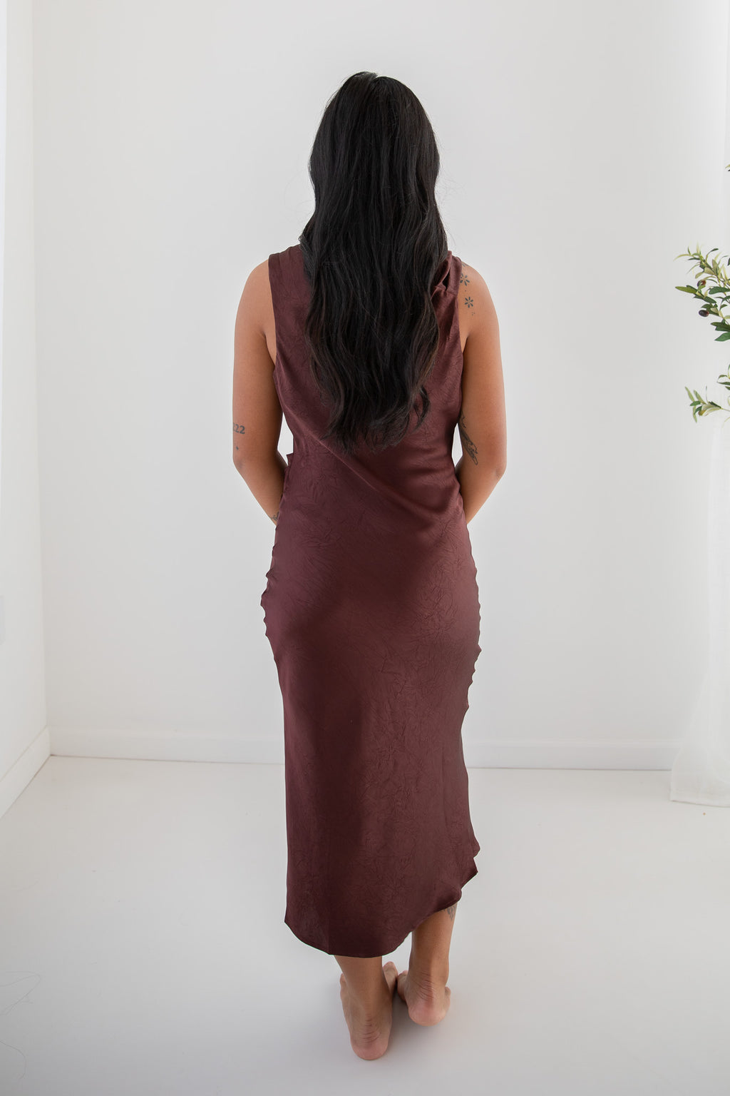 DELANEY COWL NECK MIDI DRESS
