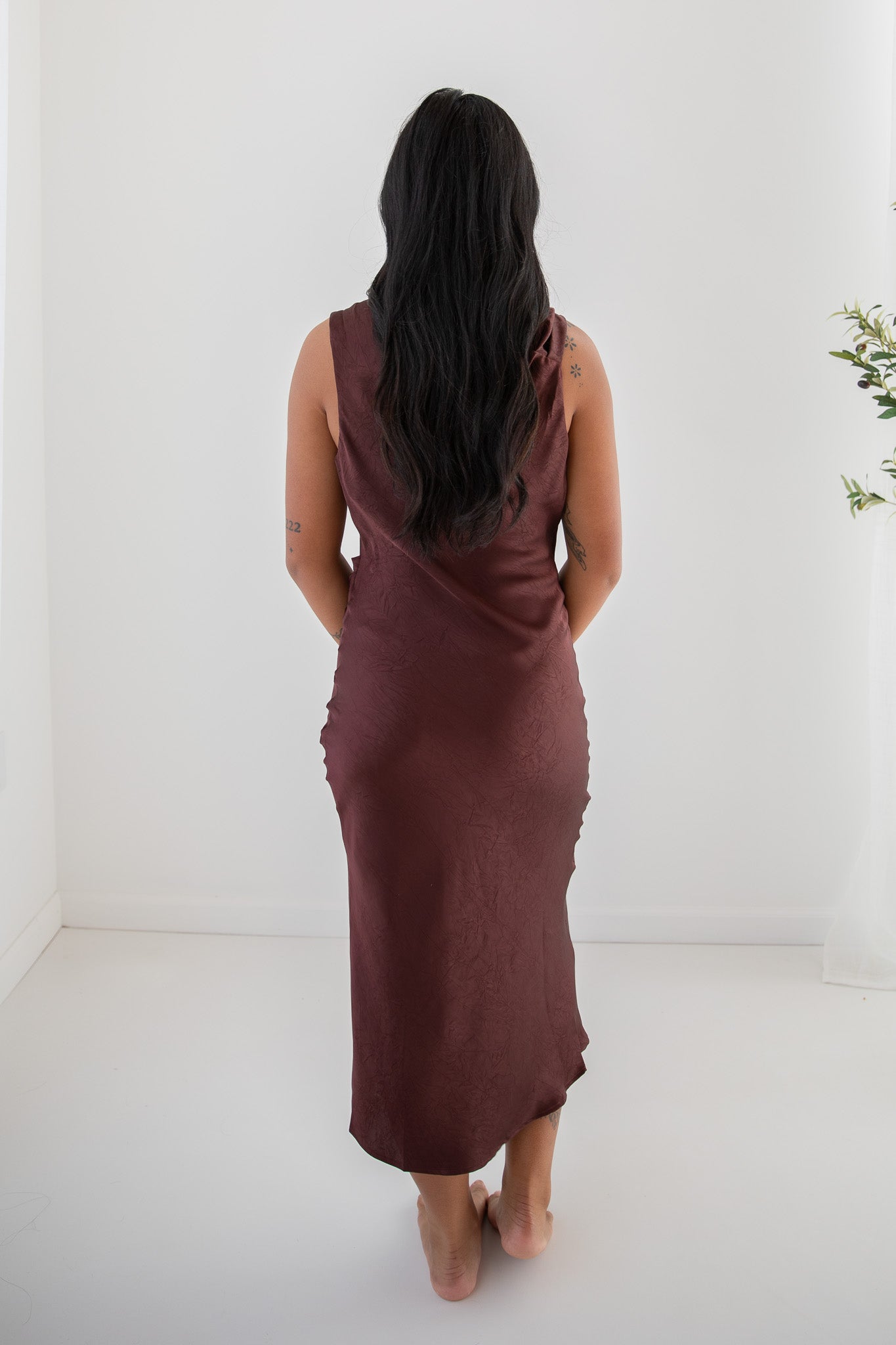 DELANEY COWL NECK MIDI DRESS