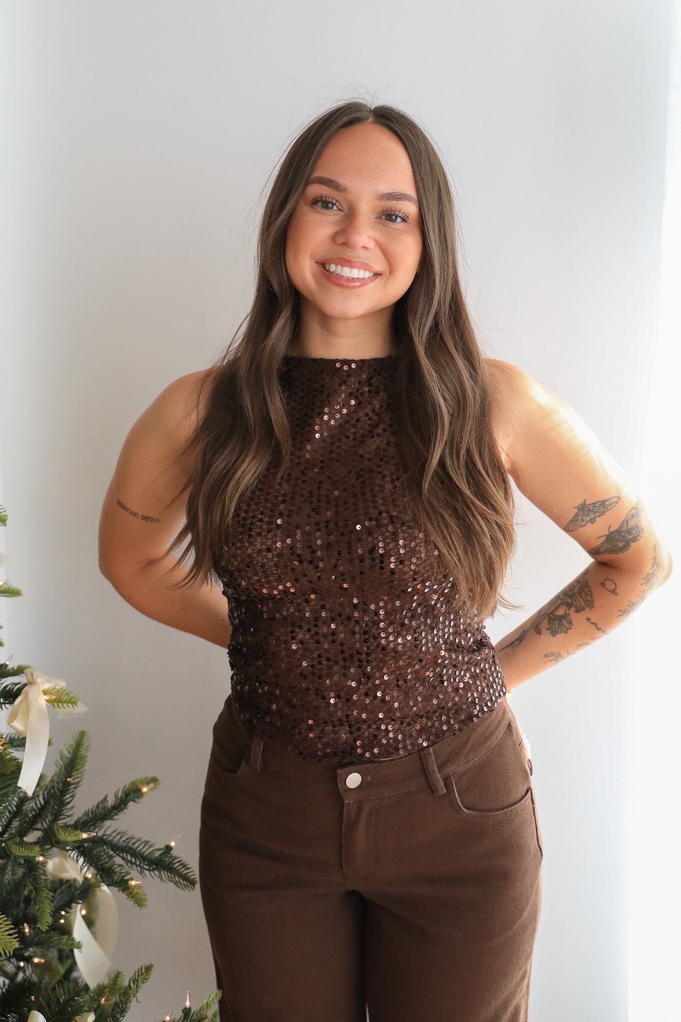 BRONZED NIGHTS SEQUIN TOP