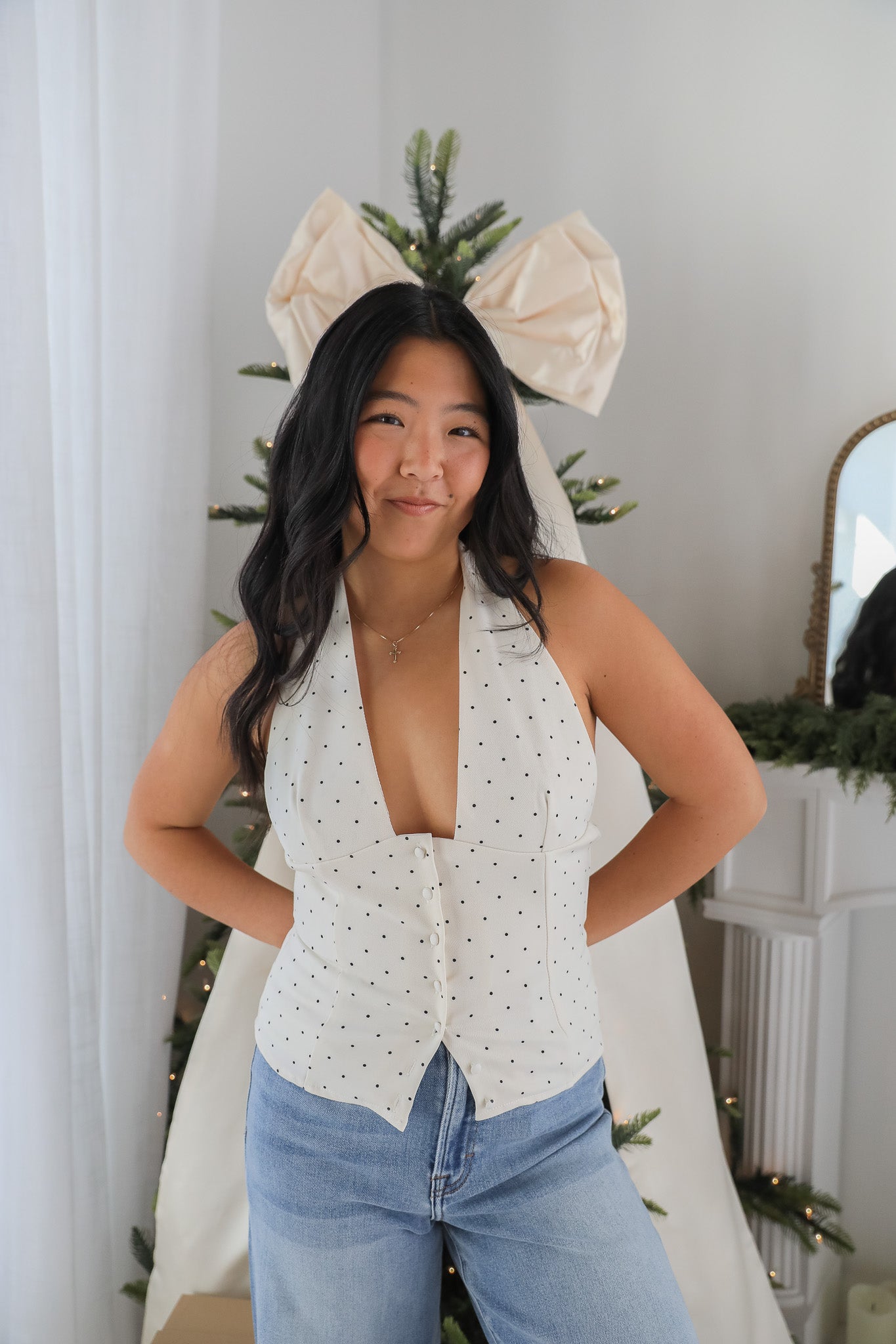 ISABEL POLKA DOT HALTER TOP