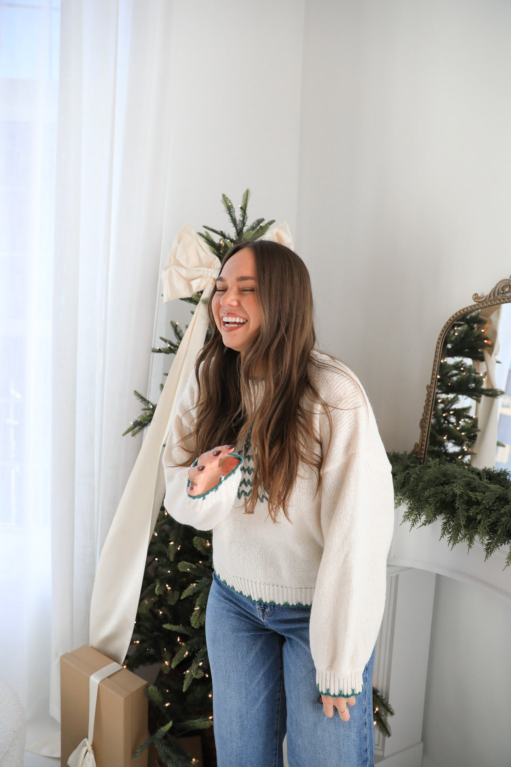 EMBROIDERED TREE SWEATER