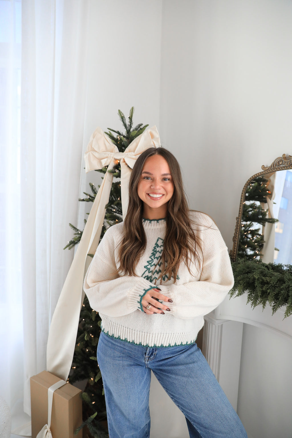 EMBROIDERED TREE SWEATER