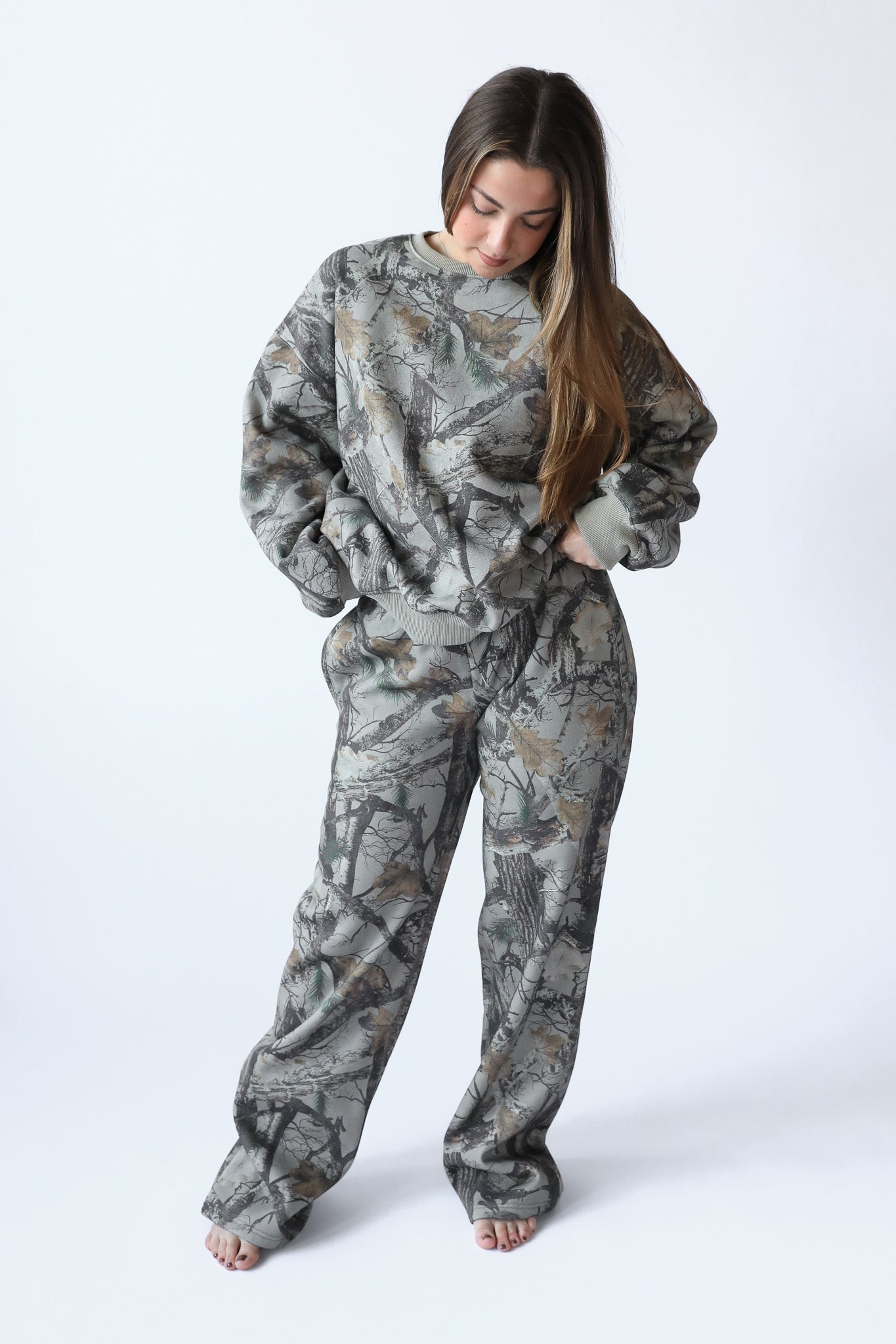 NOLA CAMO WIDE LEG SWEATPANTS