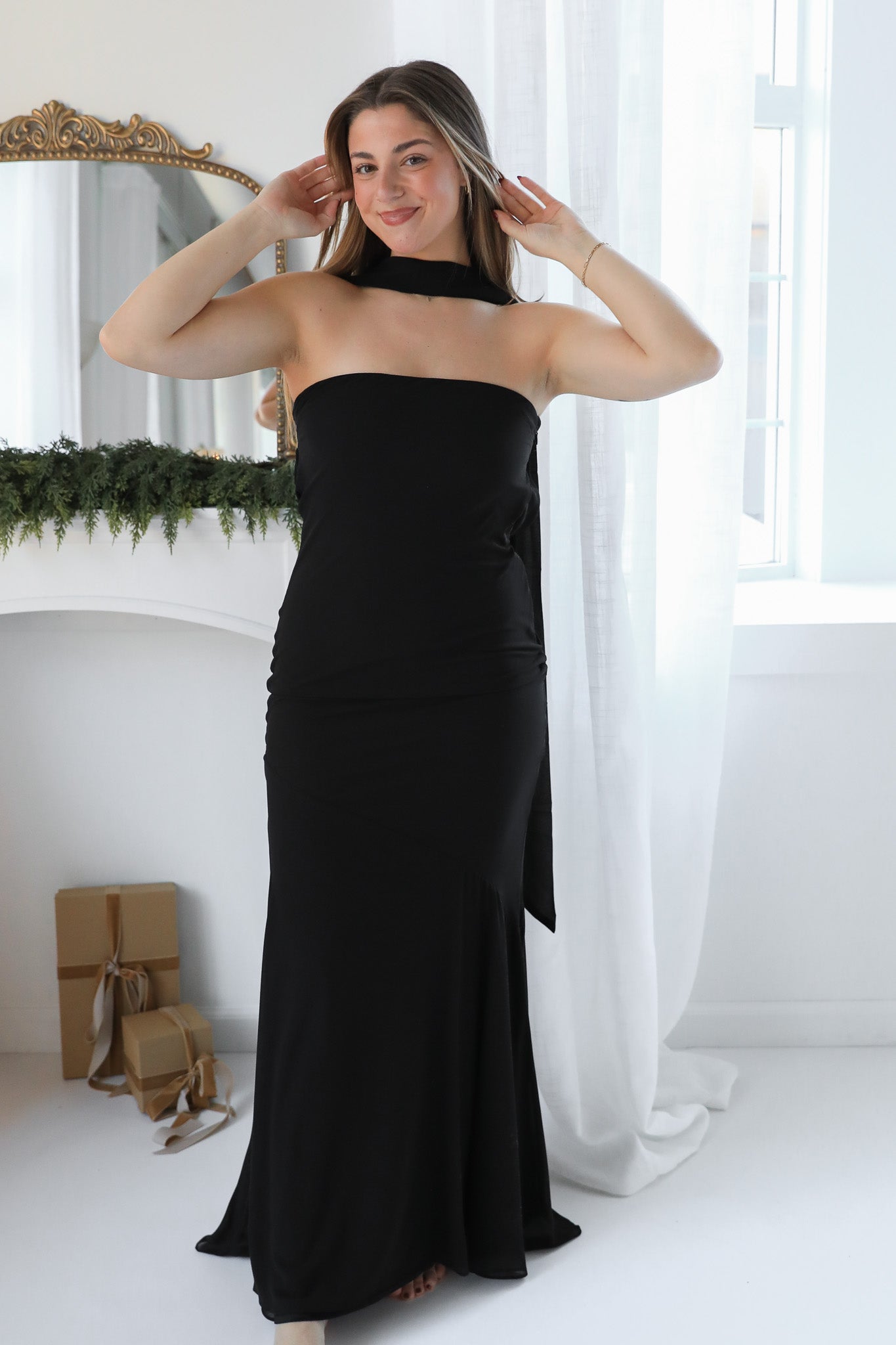 CELESTE SCARF MAXI DRESS