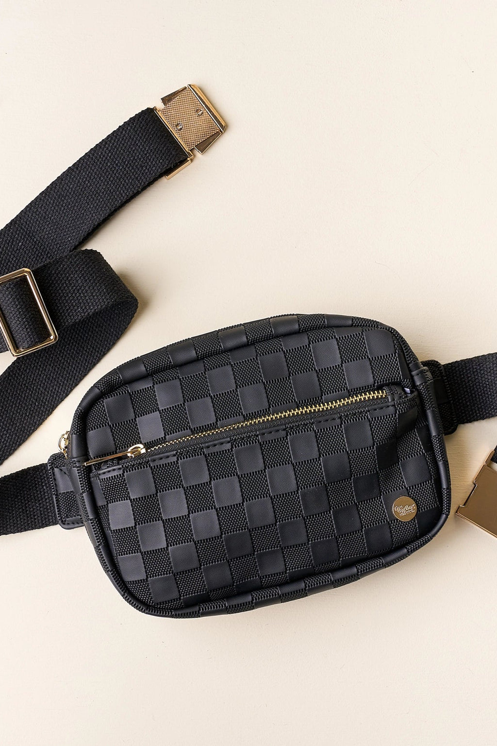 URBAN CHECK PLEATHER BELT BAG