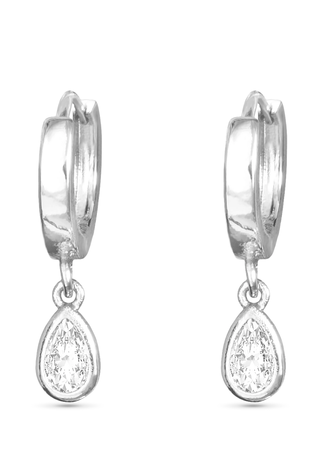 CZ TEARDROP HUGGIE EARRING