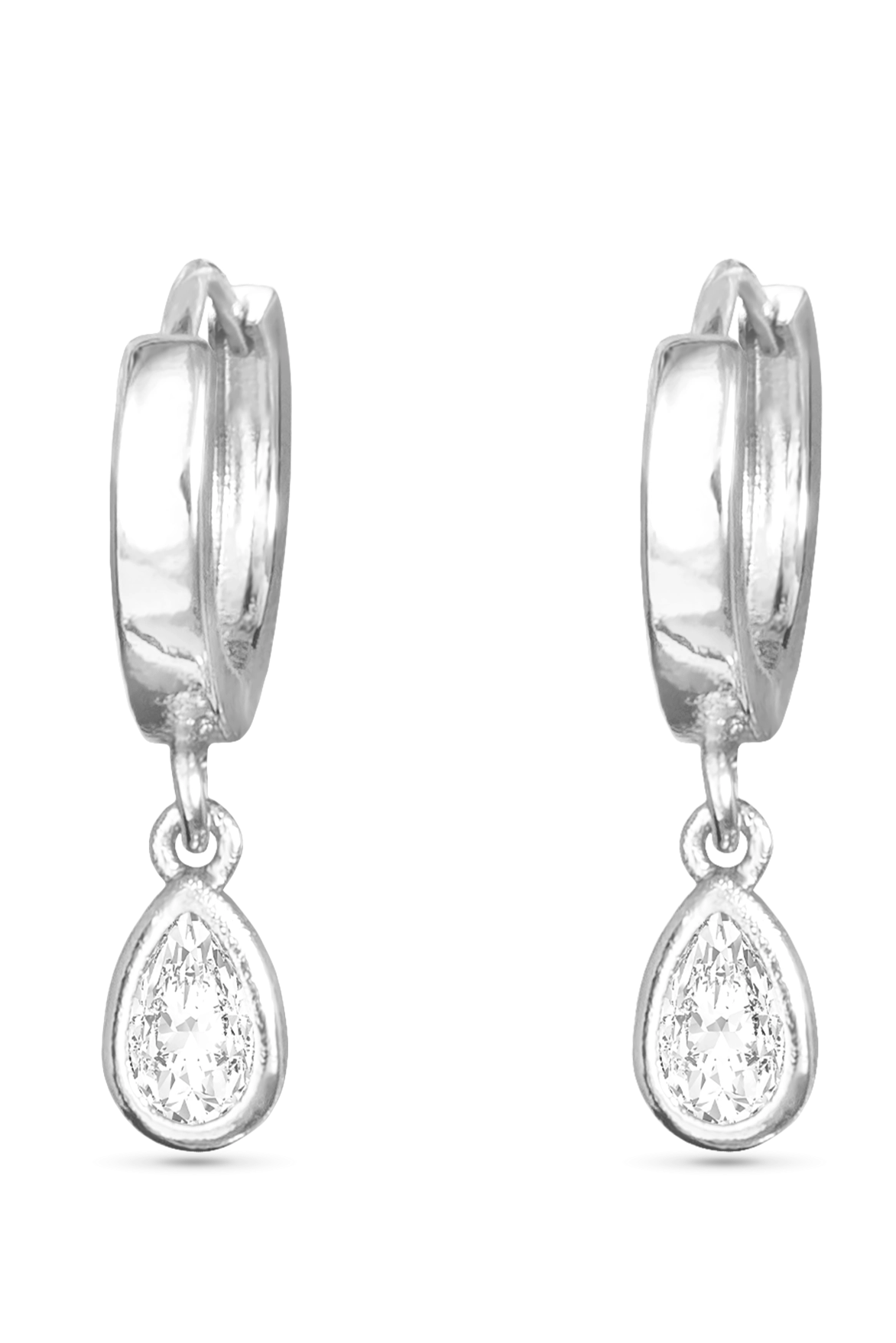 CZ TEARDROP HUGGIE EARRING