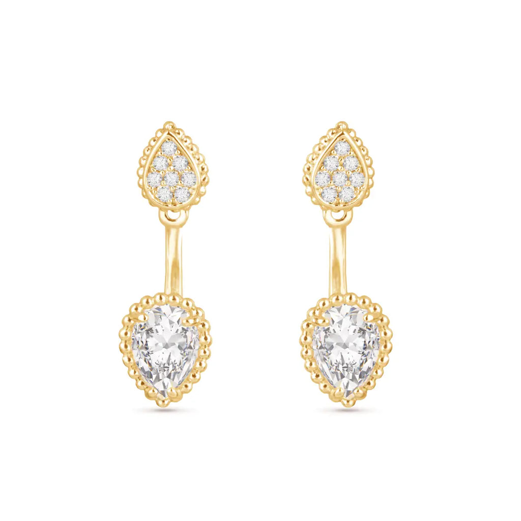 CZ PEAR STUD DROP EARRINGS