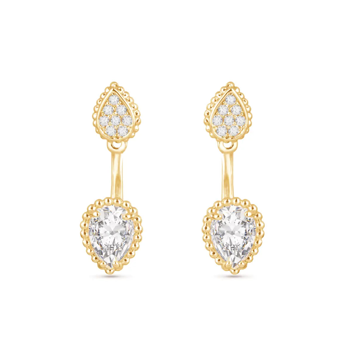 CZ PEAR STUD DROP EARRINGS
