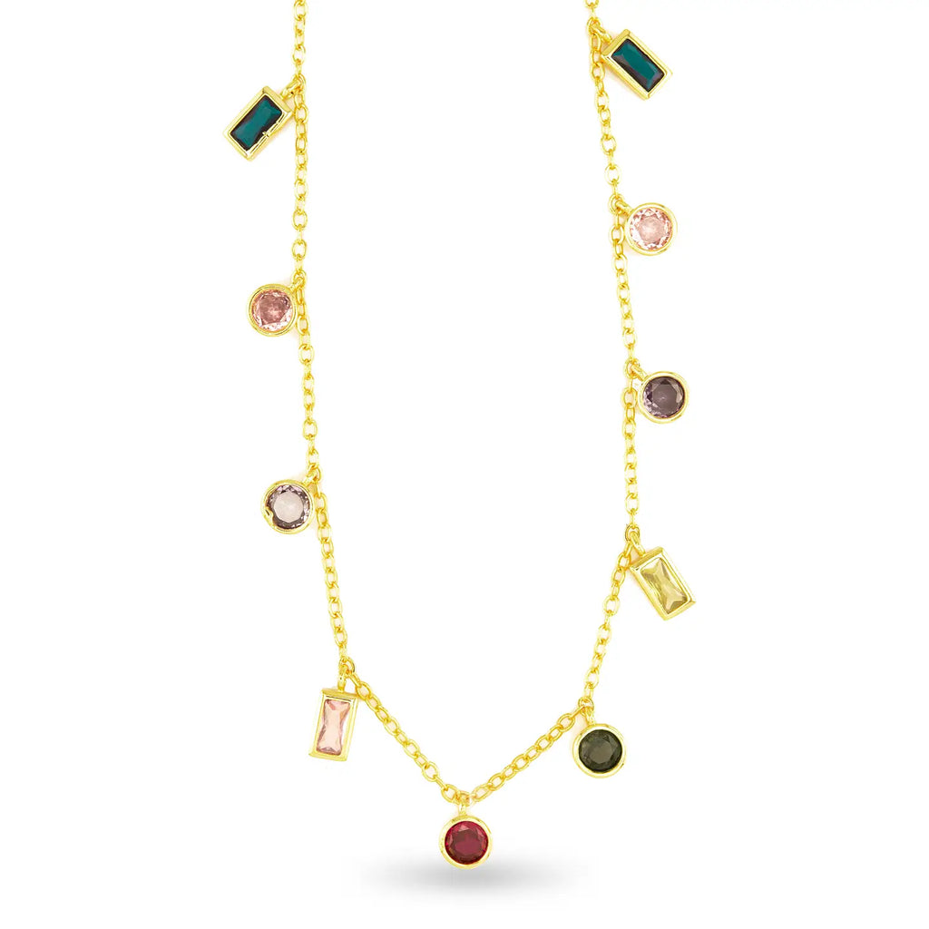 CZ COLORFUL CHARM NECKLACE