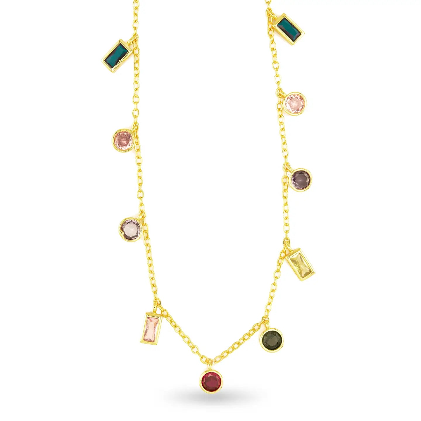 CZ COLORFUL CHARM NECKLACE