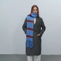 BLUE COLOR BLOCK TASSEL SCARF