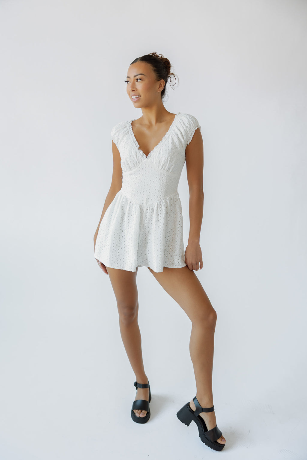 COTTON EYELET ROMPER