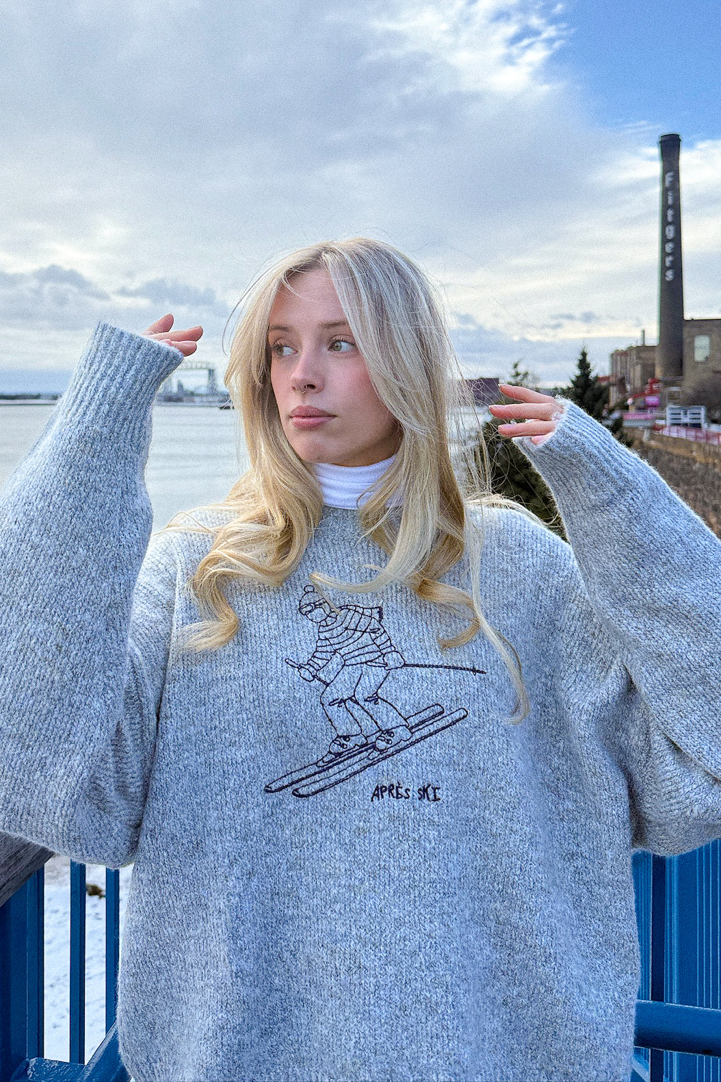SKIER MARLED YARN SWEATER