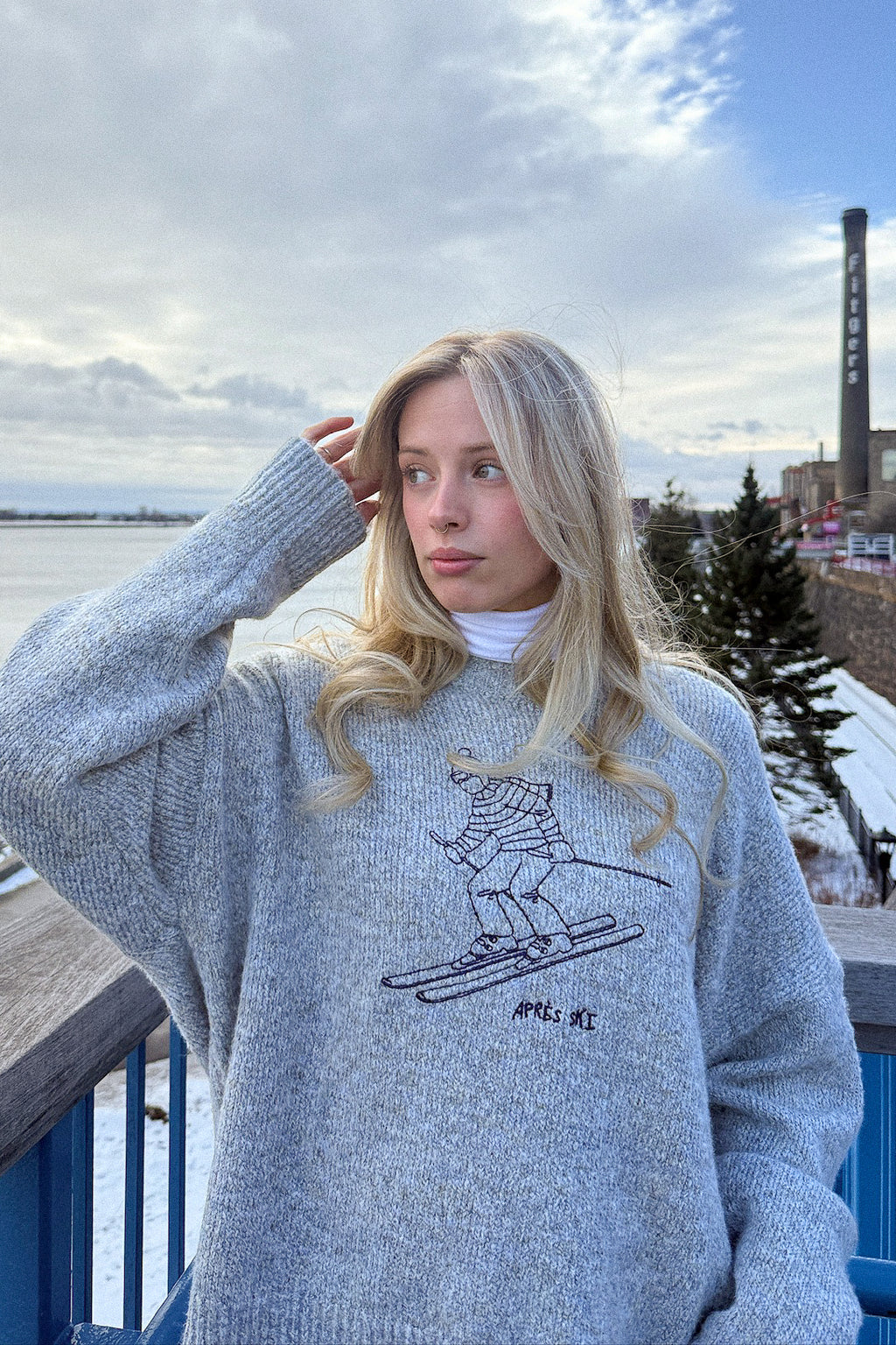 SKIER MARLED YARN SWEATER