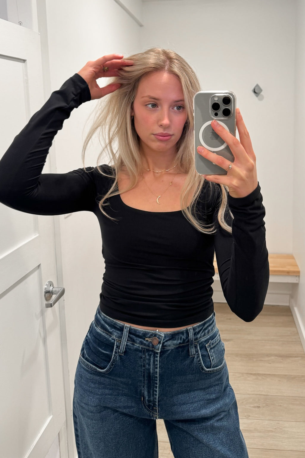 SOFT KNIT SQUARE NECK LONG SLEEVE